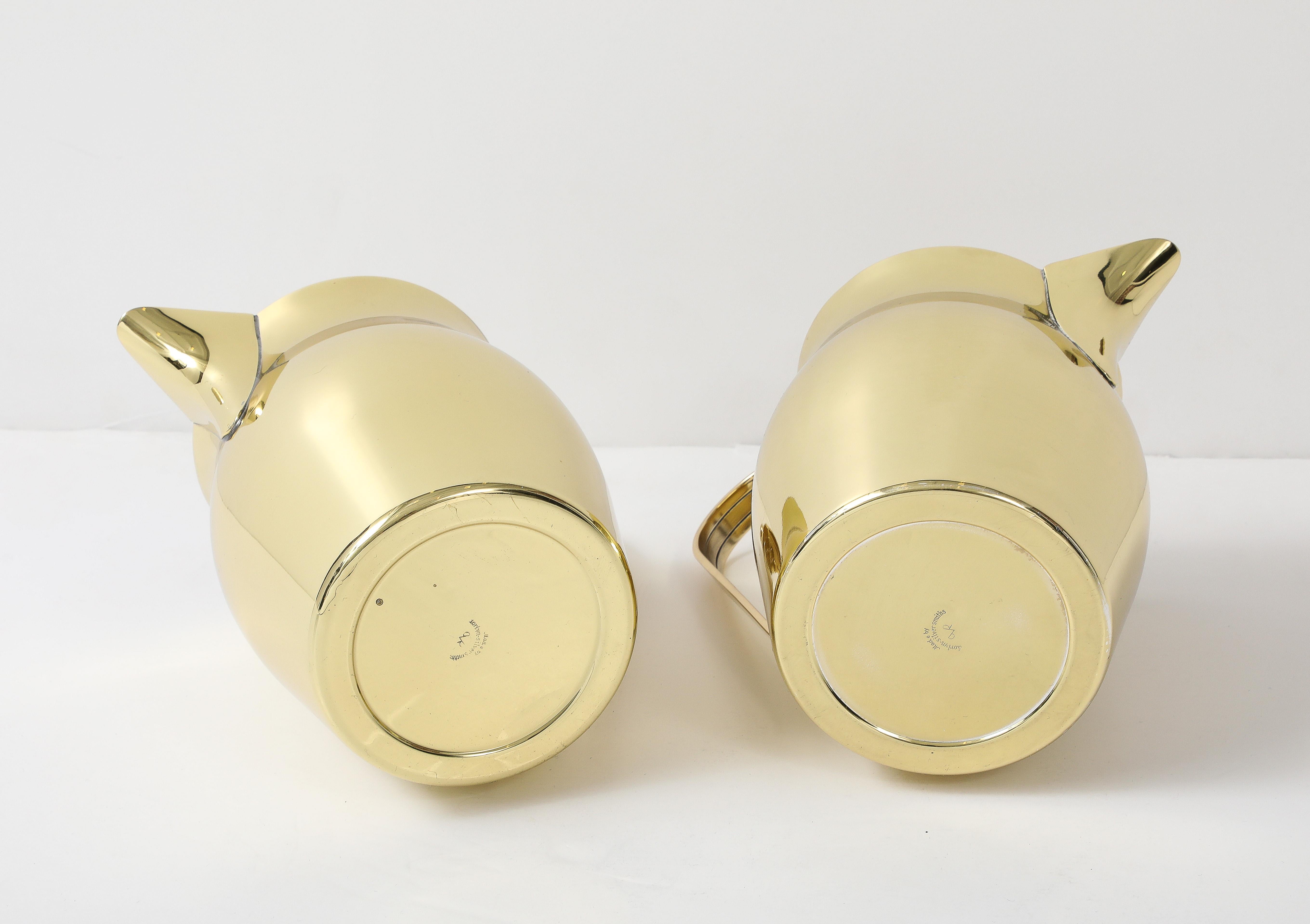 Pair of Tommi Parzinger Brass Pitchers For Sale 5
