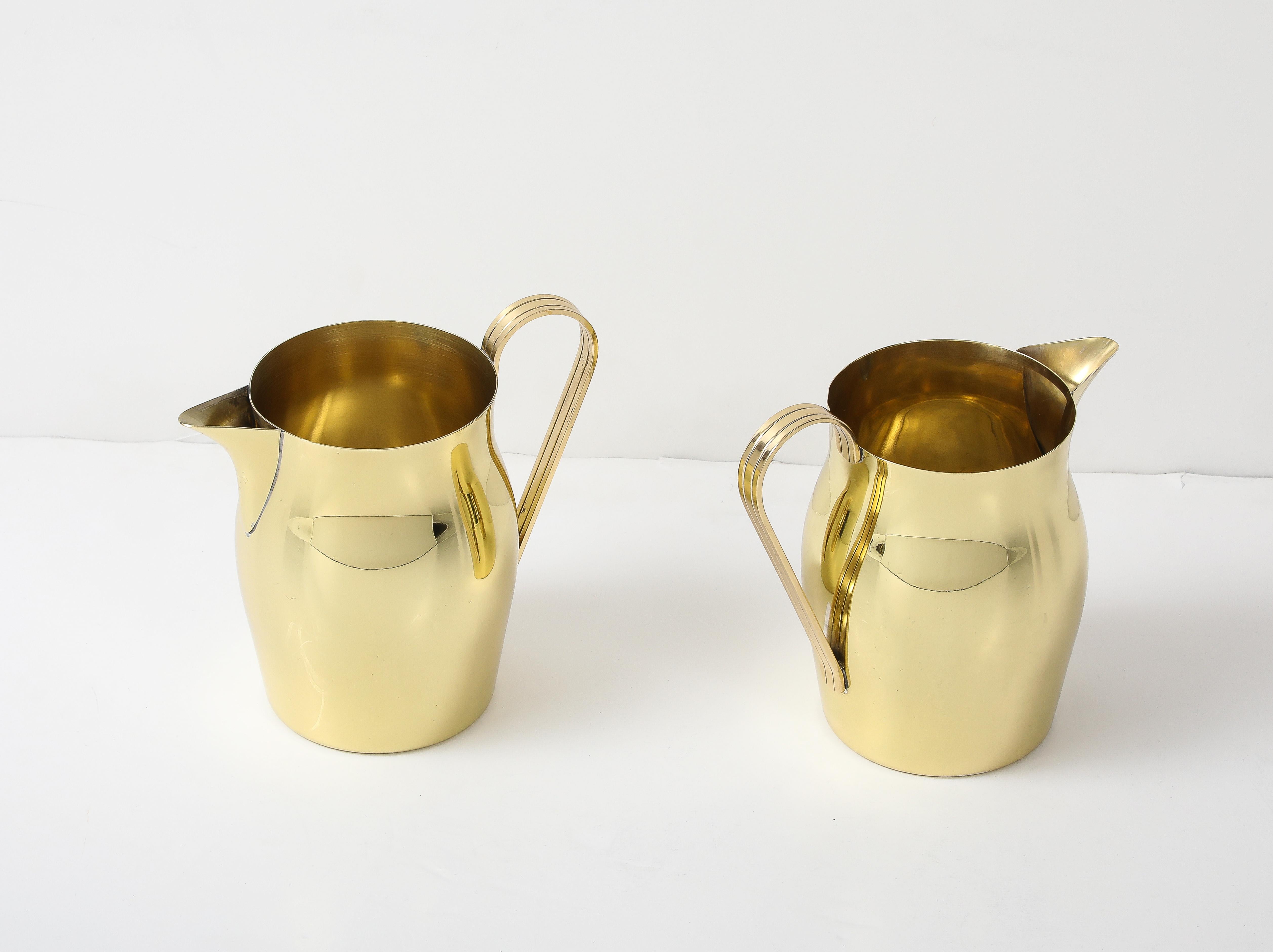American Pair of Tommi Parzinger Brass Pitchers For Sale