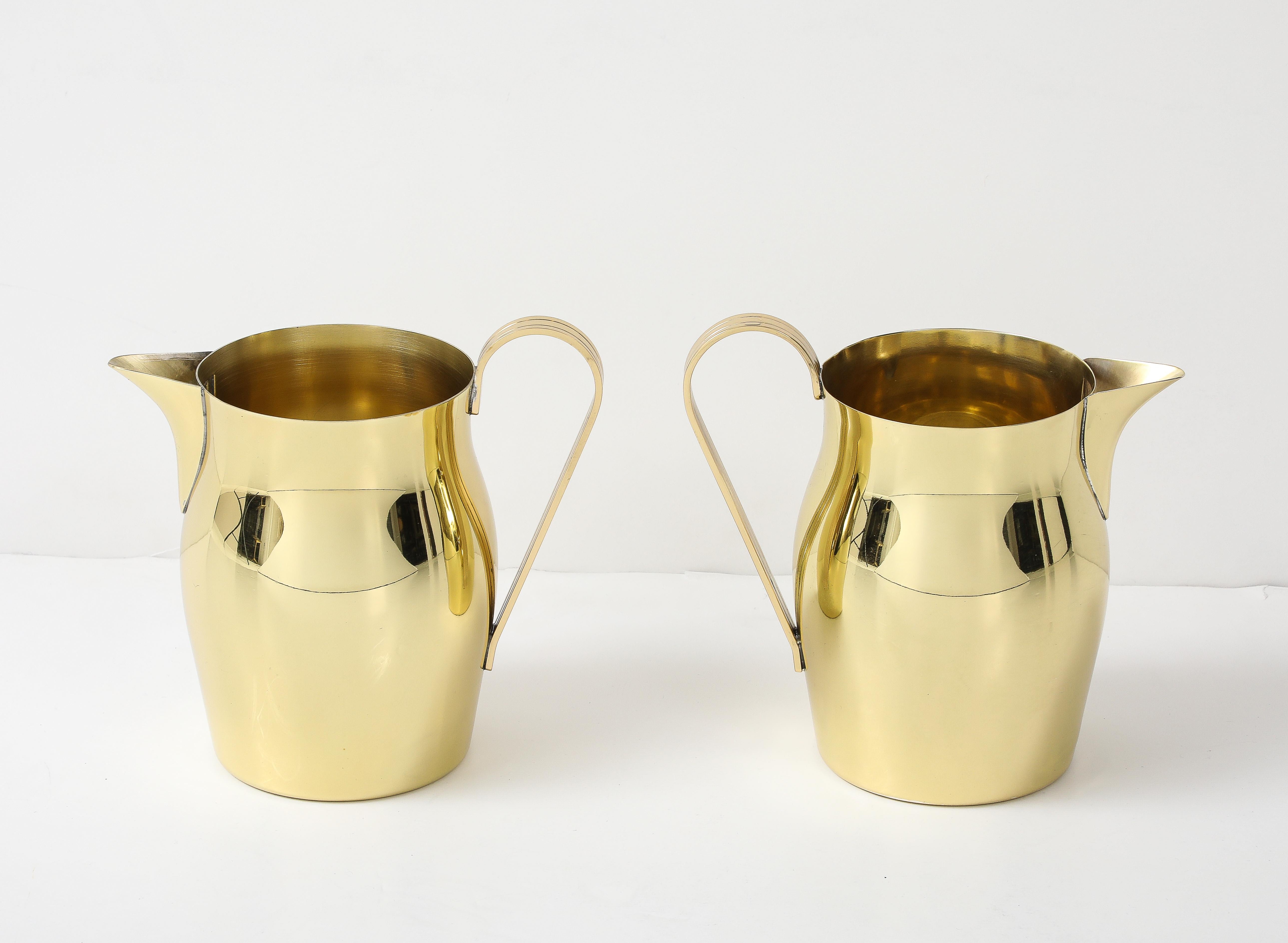 Pair of Tommi Parzinger Brass Pitchers For Sale 1