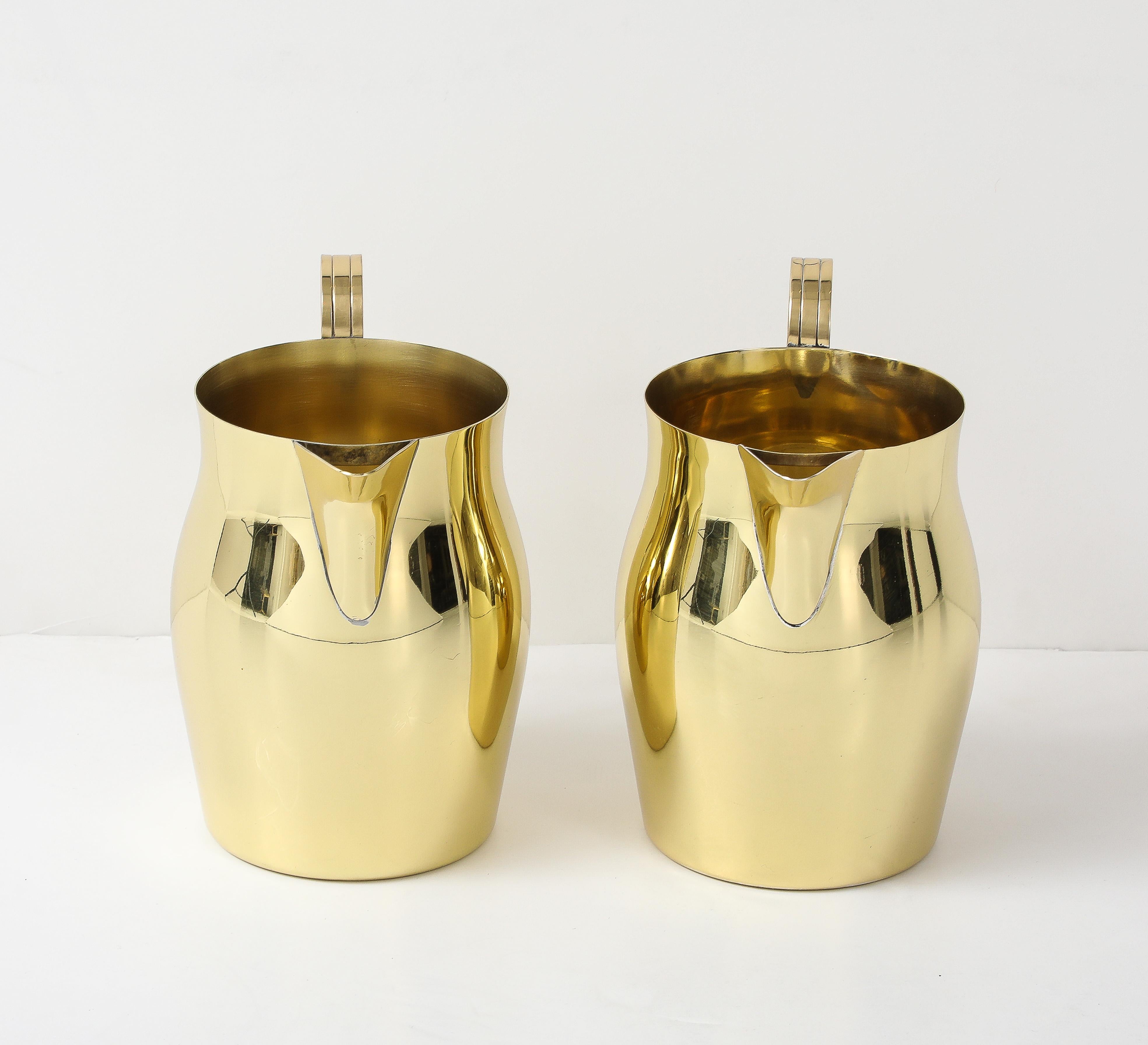 Pair of Tommi Parzinger Brass Pitchers For Sale 2