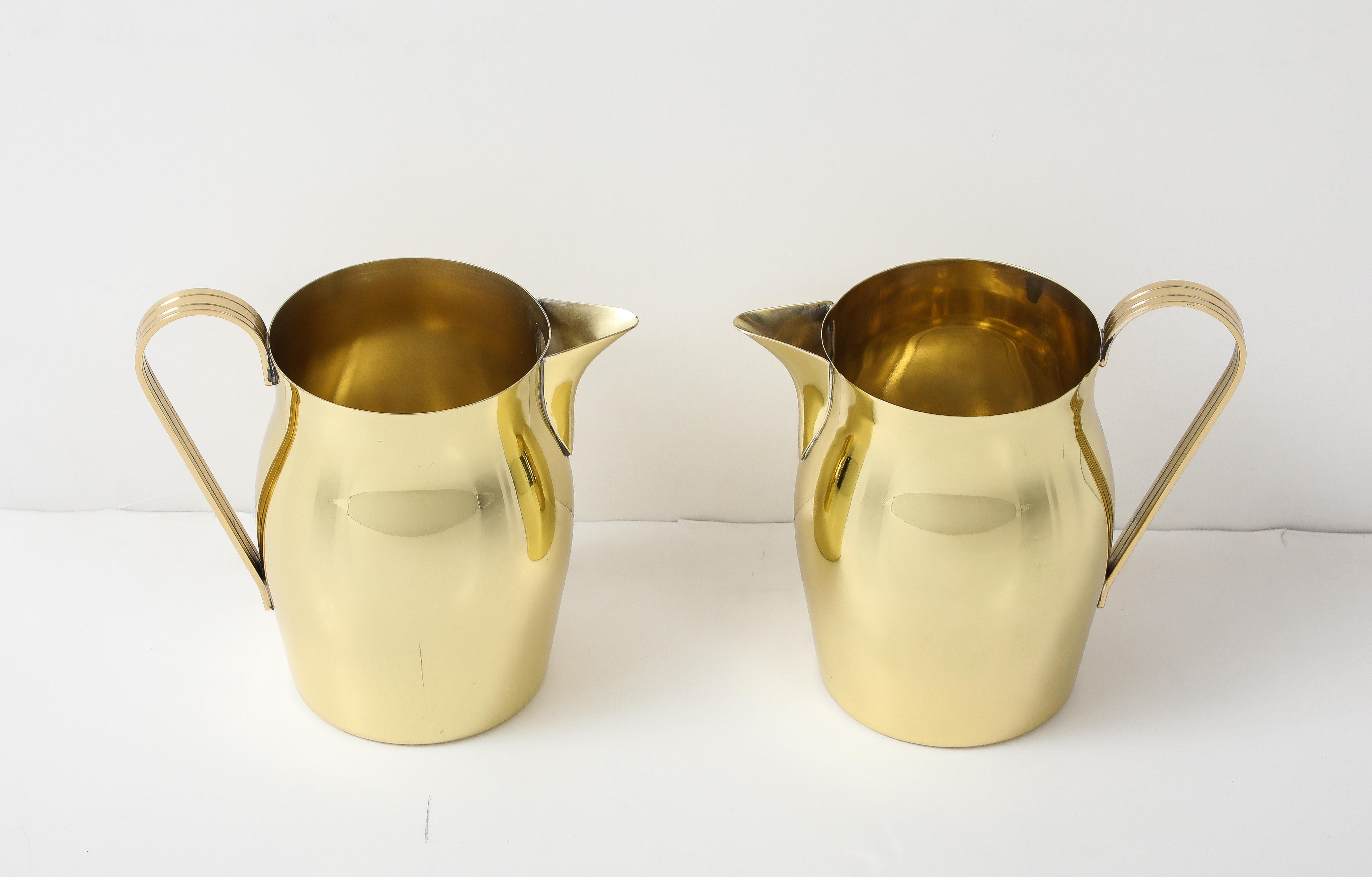 Pair of Tommi Parzinger Brass Pitchers For Sale 3
