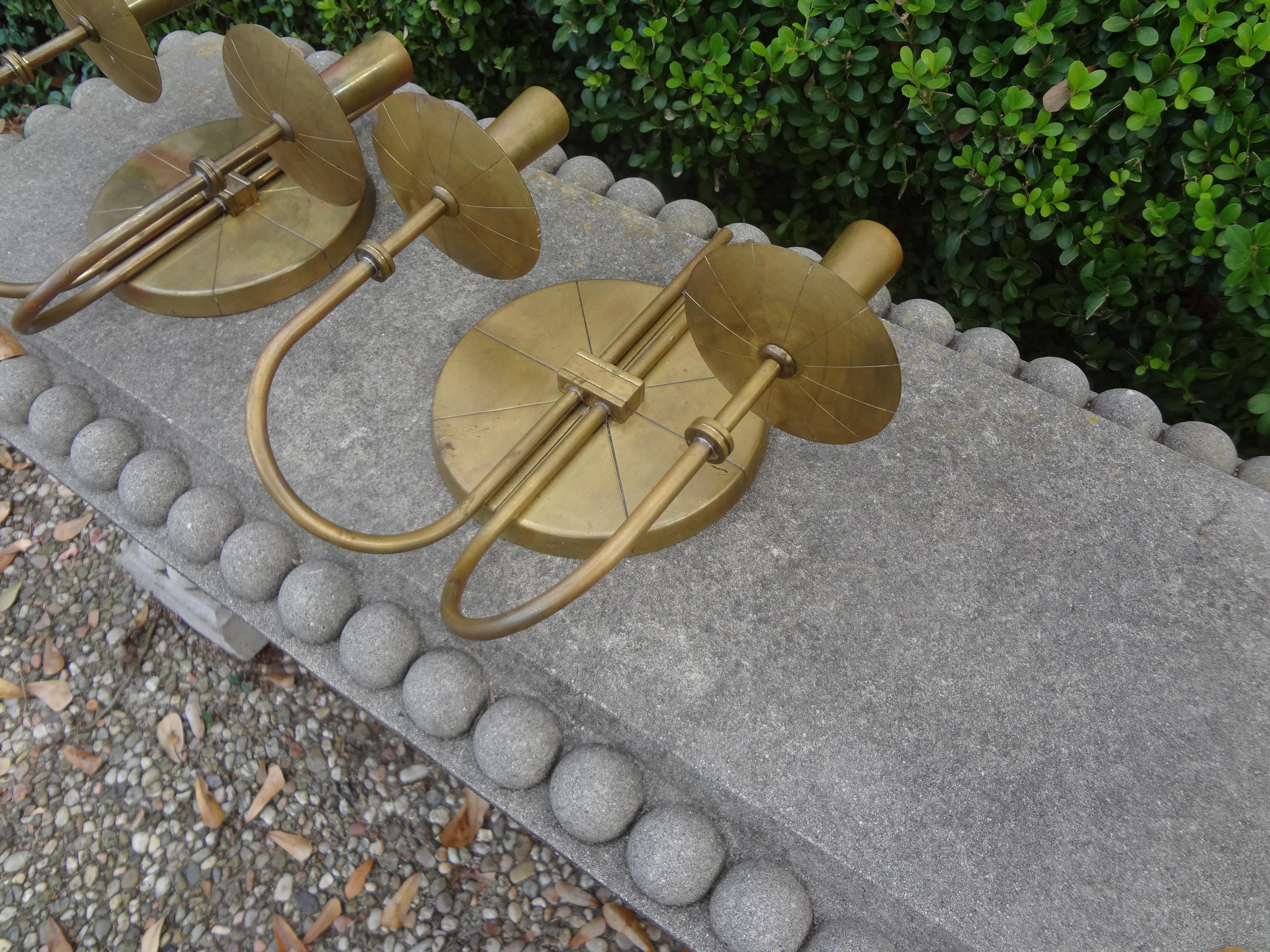 North American Pair of Tommi Parzinger Brass Sconces