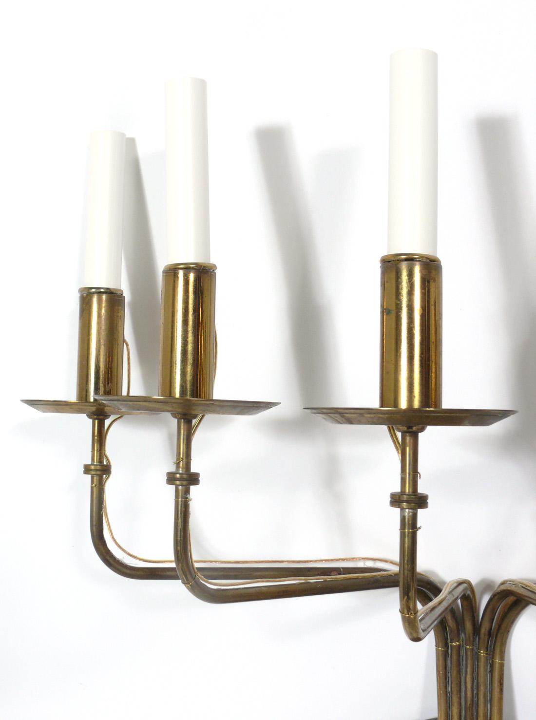 American Pair of Tommi Parzinger Brass Sconces