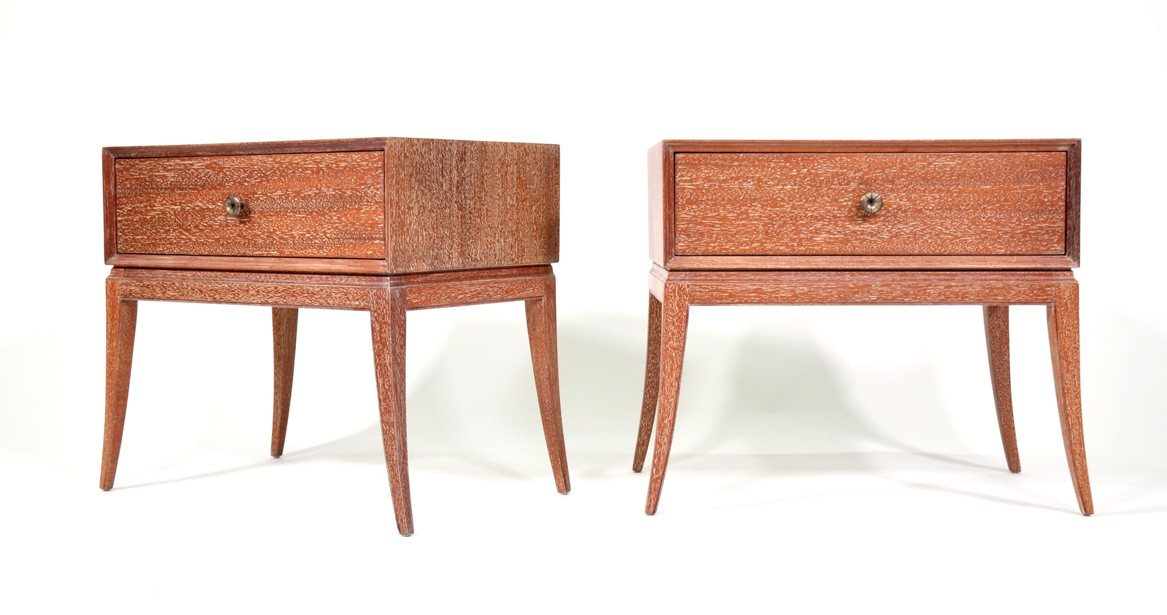 Pair of Tommi Parzinger Cerused Nightstands or Side Tables 4