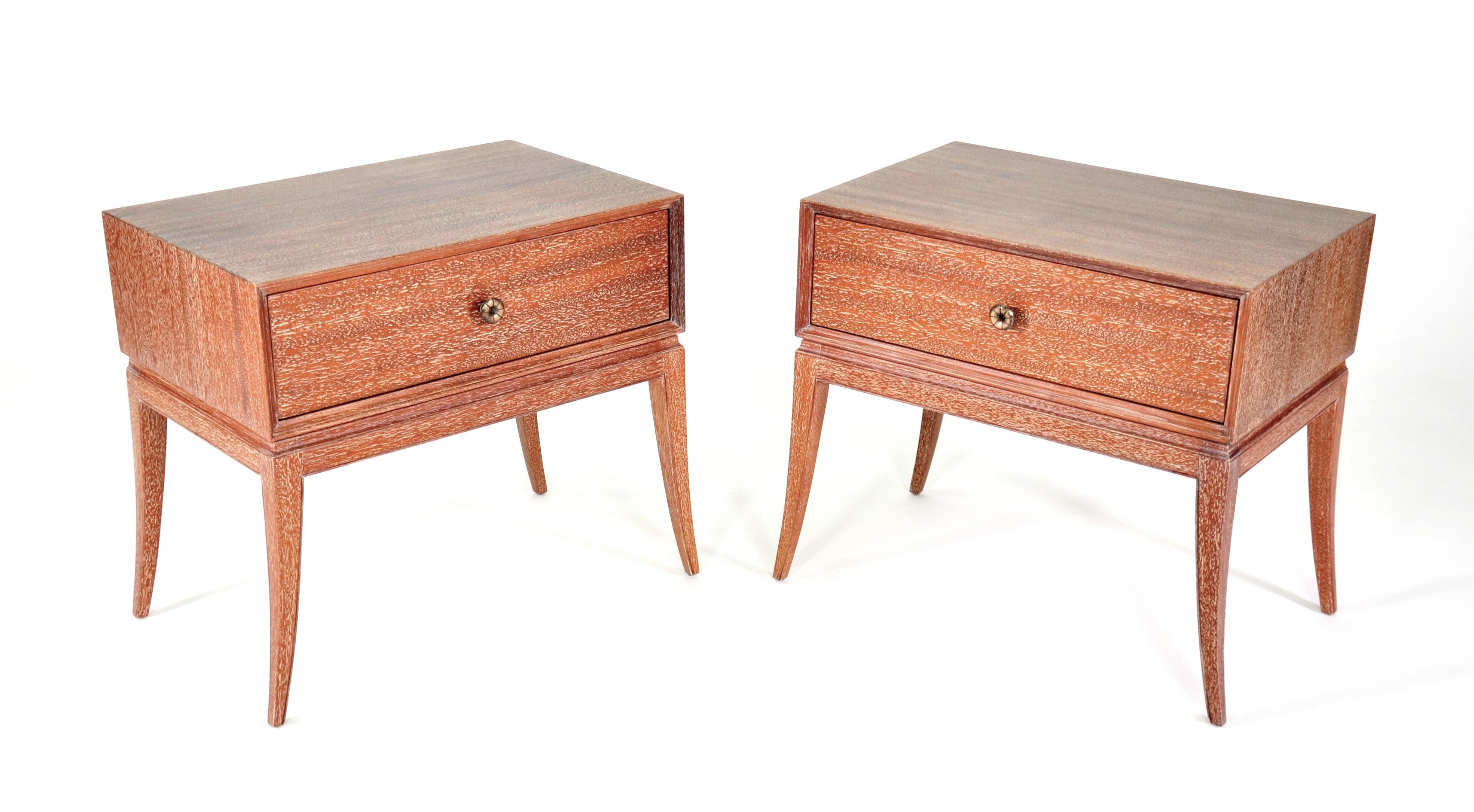 Pair of Tommi Parzinger Cerused Nightstands or Side Tables 9