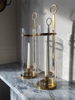 Paire d'appliques à bougie de type ouragan en laiton de Tommi Parzinger pour Dorlyn Silversmiths