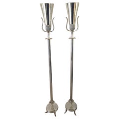 Paire de torchères ou lampes sur pied Tommi Parzinger de style Hollywood Regency