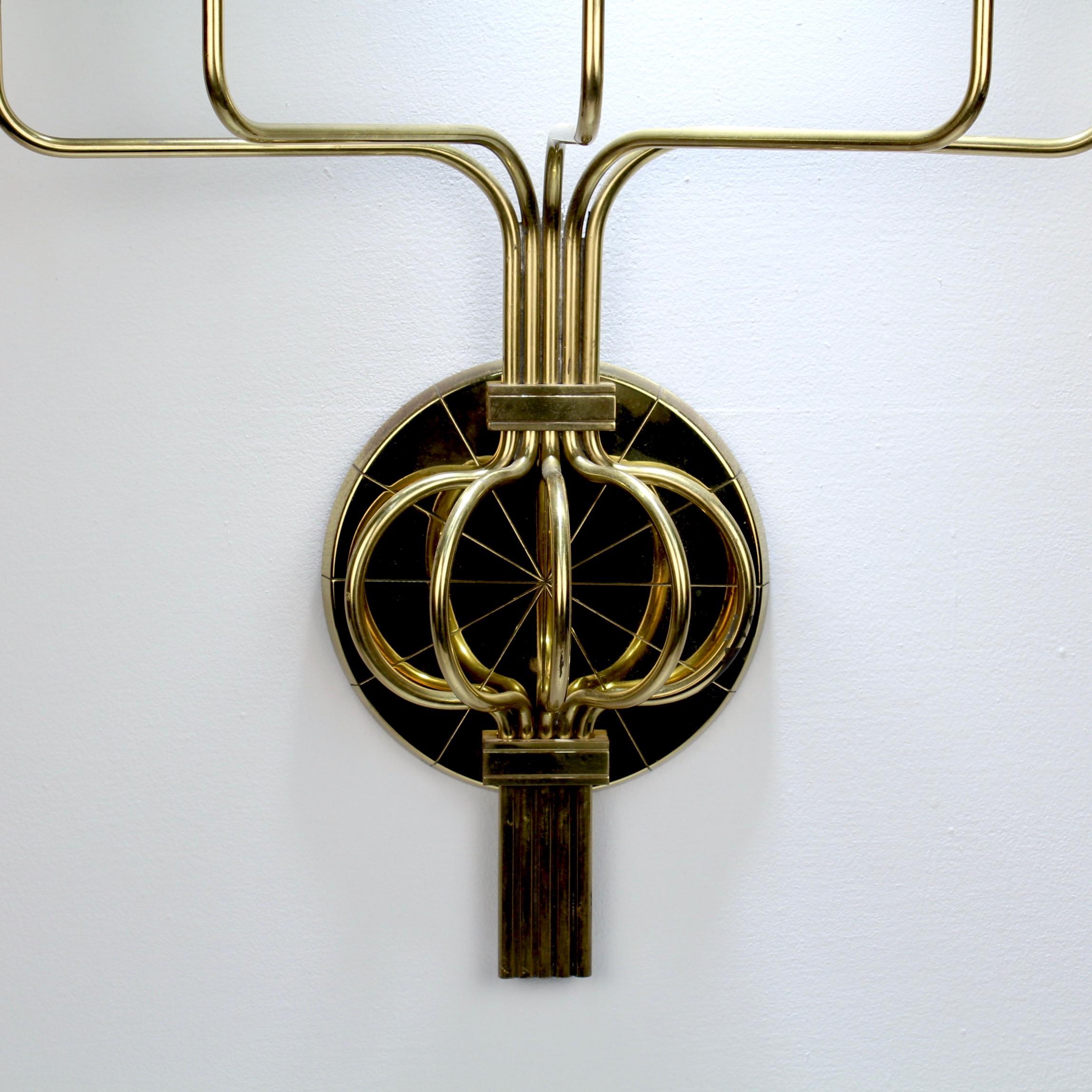 20th Century Pair of Tommi Parzinger Mid-Century Modern 5-Light Brass Sconces for Dorlyn For Sale