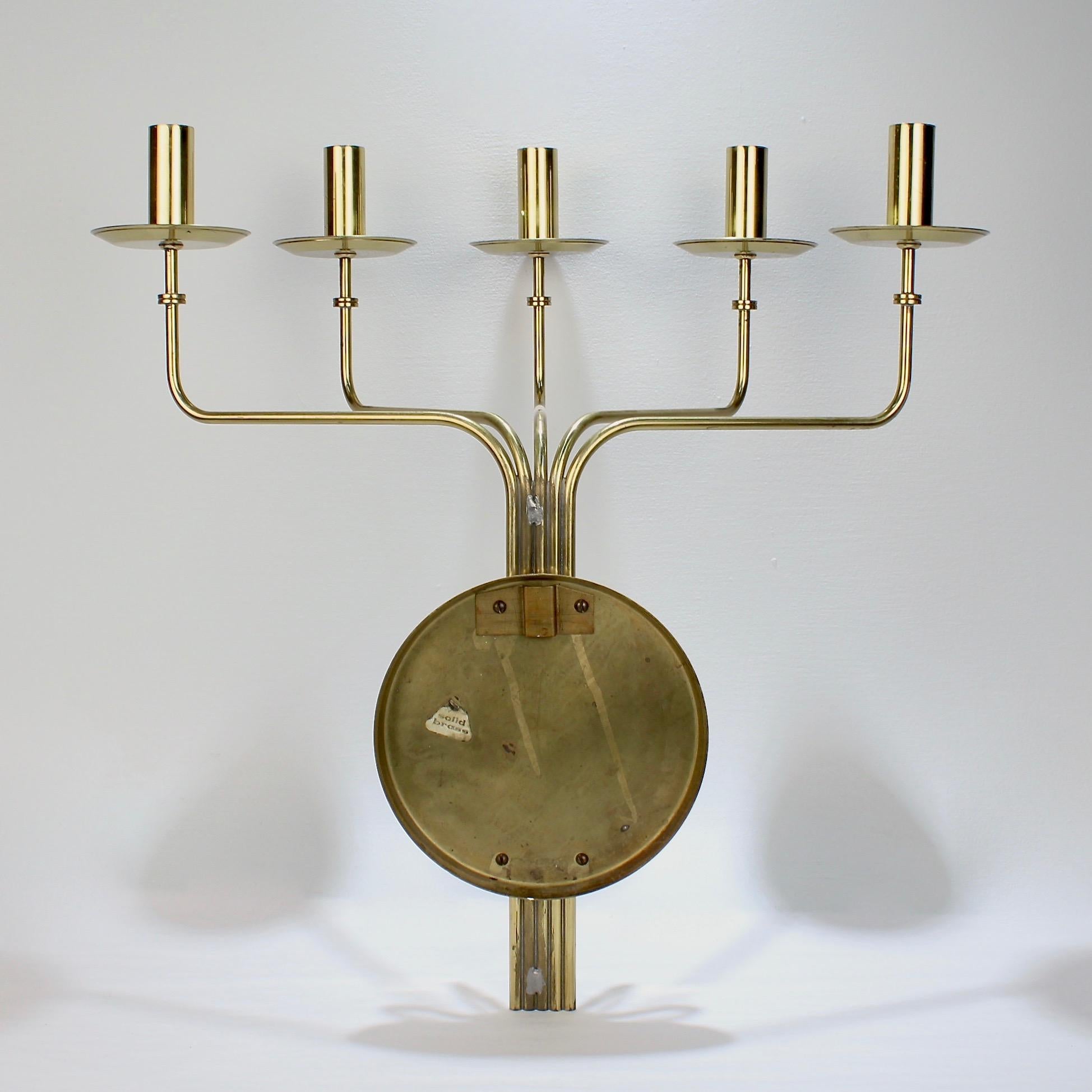 Pair of Tommi Parzinger Mid-Century Modern 5-Light Brass Sconces for Dorlyn For Sale 4