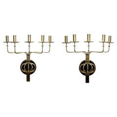 Vintage Pair of Tommi Parzinger Mid-Century Modern 5-Light Brass Sconces for Dorlyn