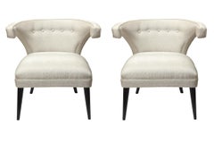 Tommi Parzinger Veronese Wood and Upholstered Side Chairs Mid-Century Modern