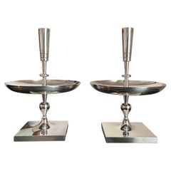 Pair Of Tommi Parzinger Silver-Plate Candlesticks, Heirloom "700" Line, Oneida
