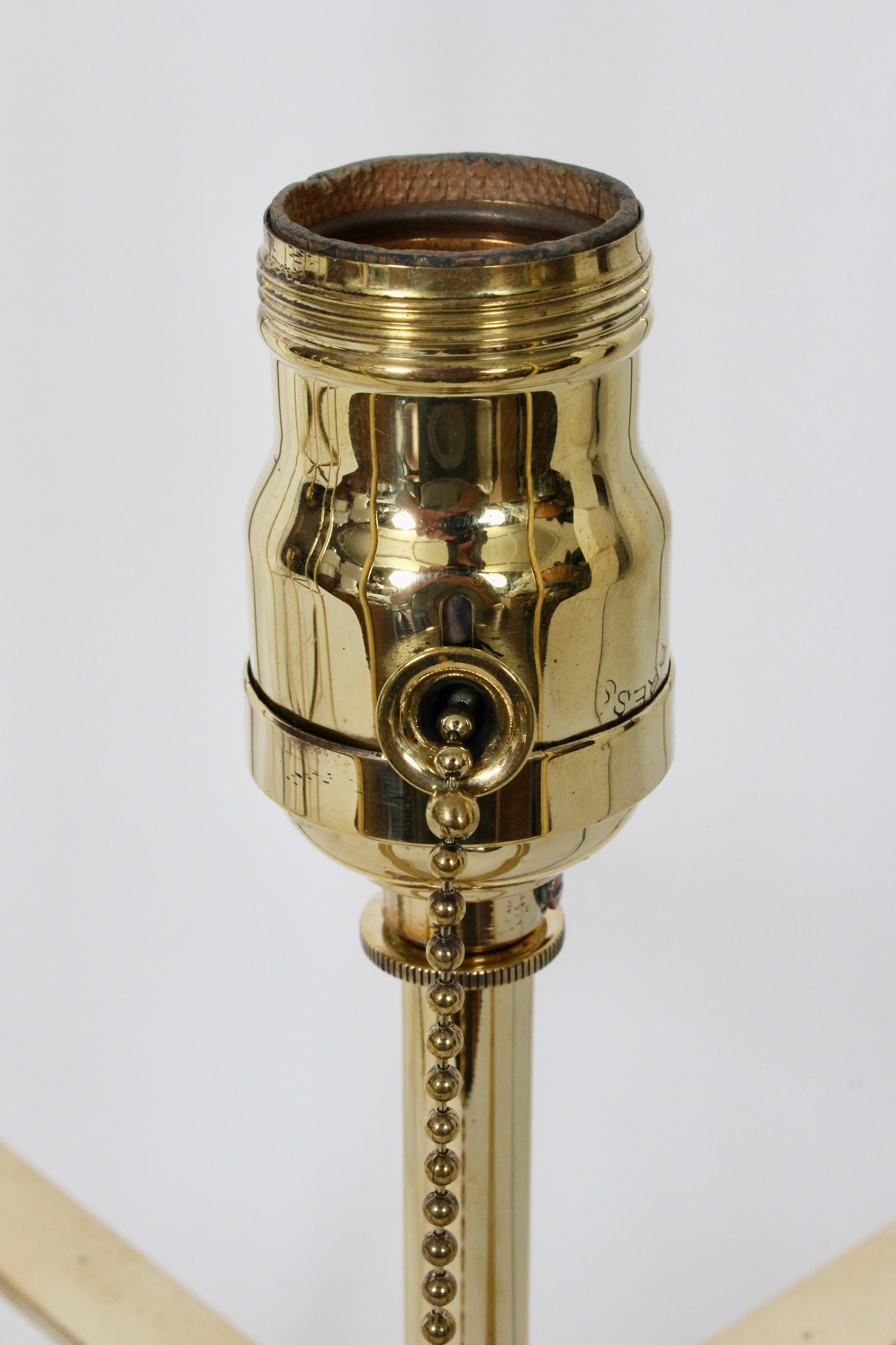 Pair of Tommi Parzinger Style Brass Table Lamps with Parchment Box Shades, 1950s For Sale 9