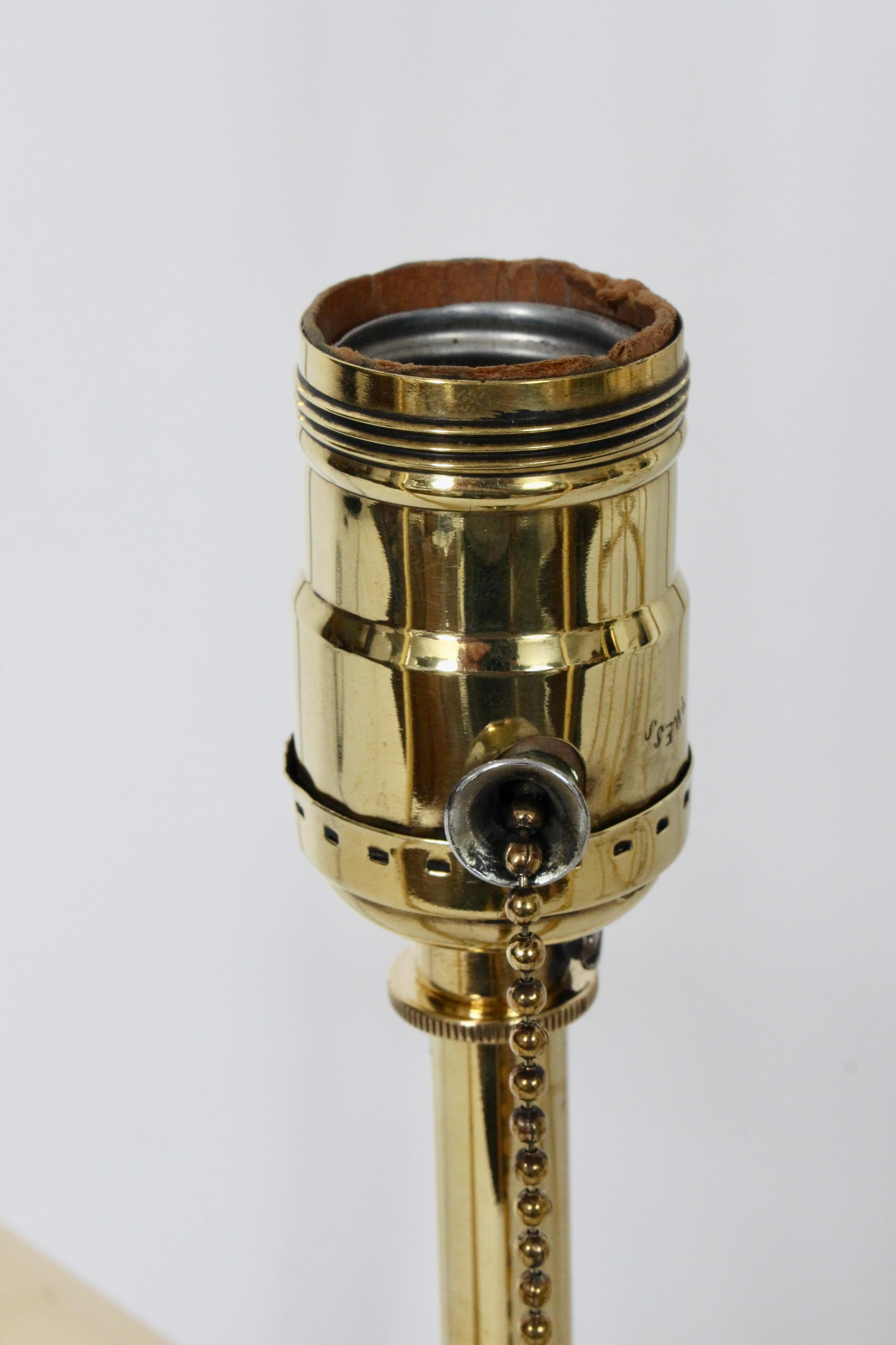 Pair of Tommi Parzinger Style Brass Table Lamps with Parchment Box Shades, 1950s For Sale 10