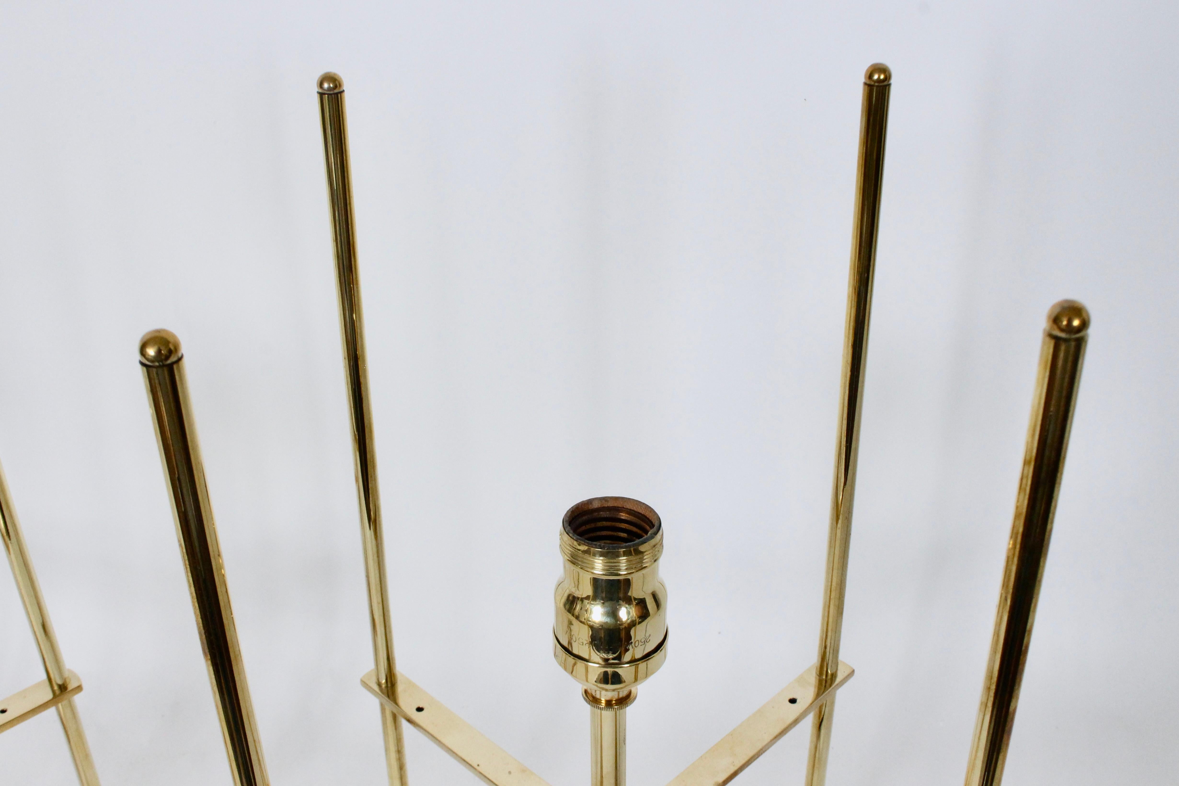 Mid-20th Century Pair of Tommi Parzinger Style Brass Table Lamps with Parchment Box Shades, 1950s For Sale