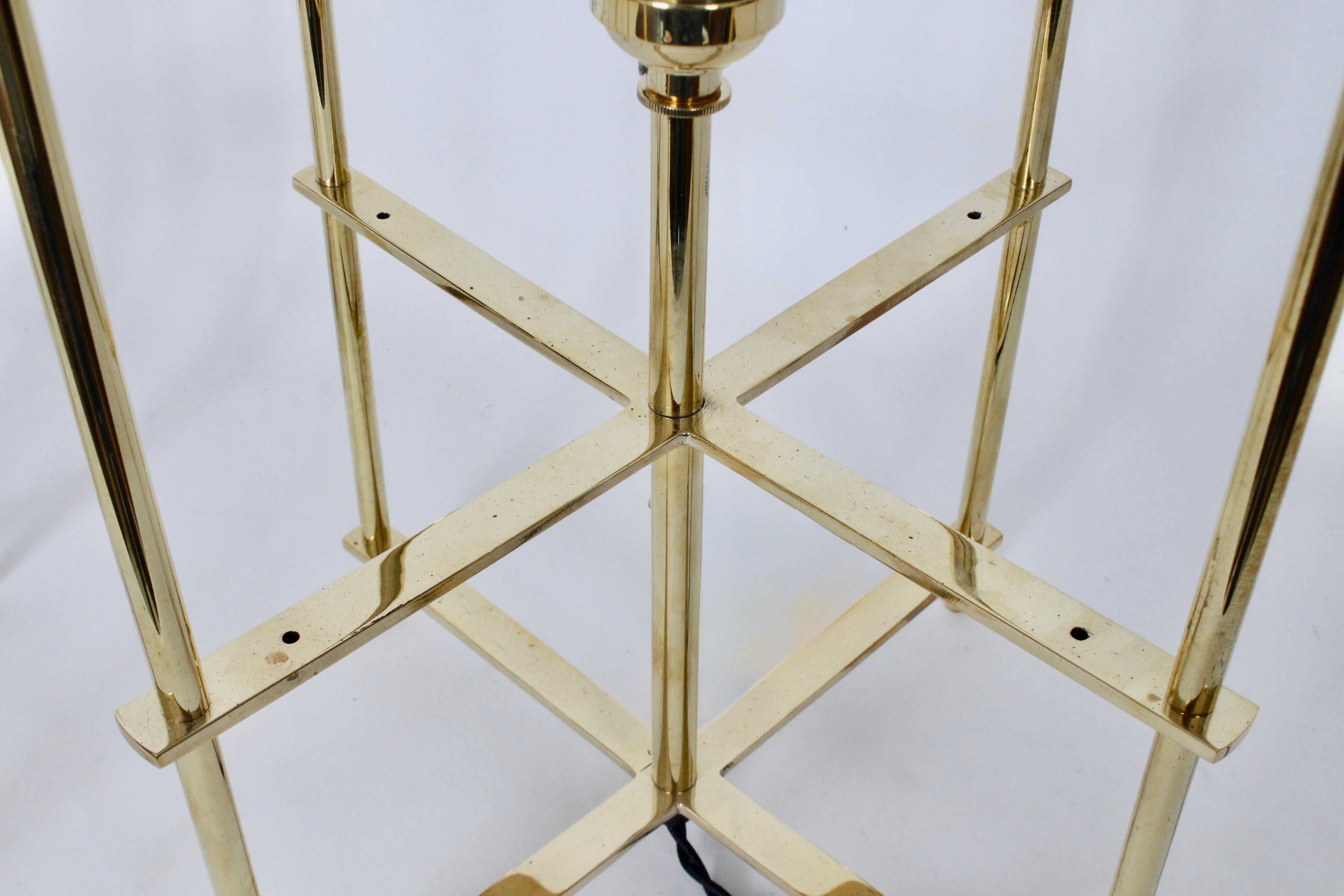Pair of Tommi Parzinger Style Brass Table Lamps with Parchment Box Shades, 1950s For Sale 2