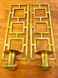 Pair of Tommi Pazzinger Style Brass Candle Sconces by Sarried