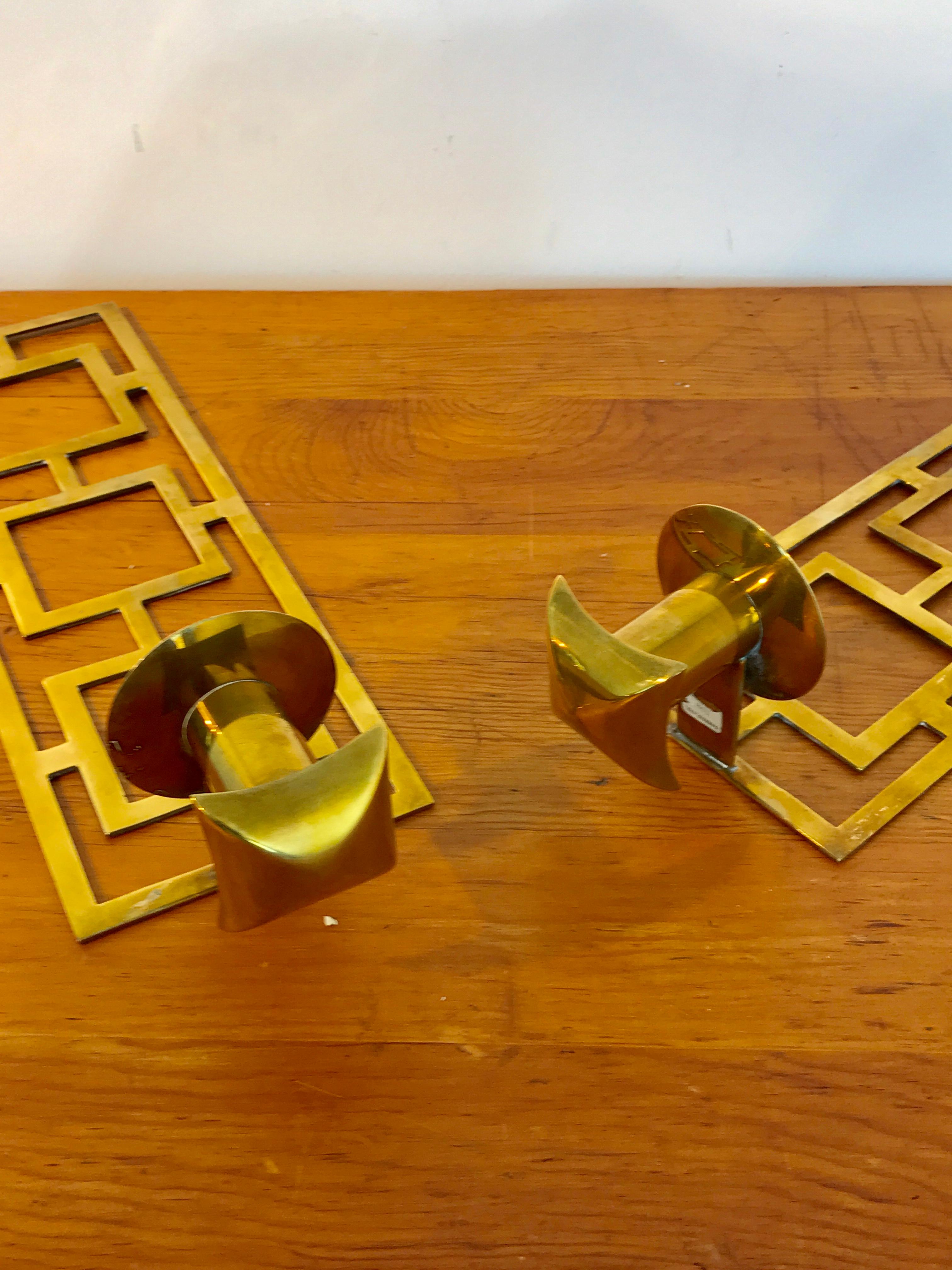Pair of Tommi Pazzinger Style Brass Candle Sconces by Sarried 1