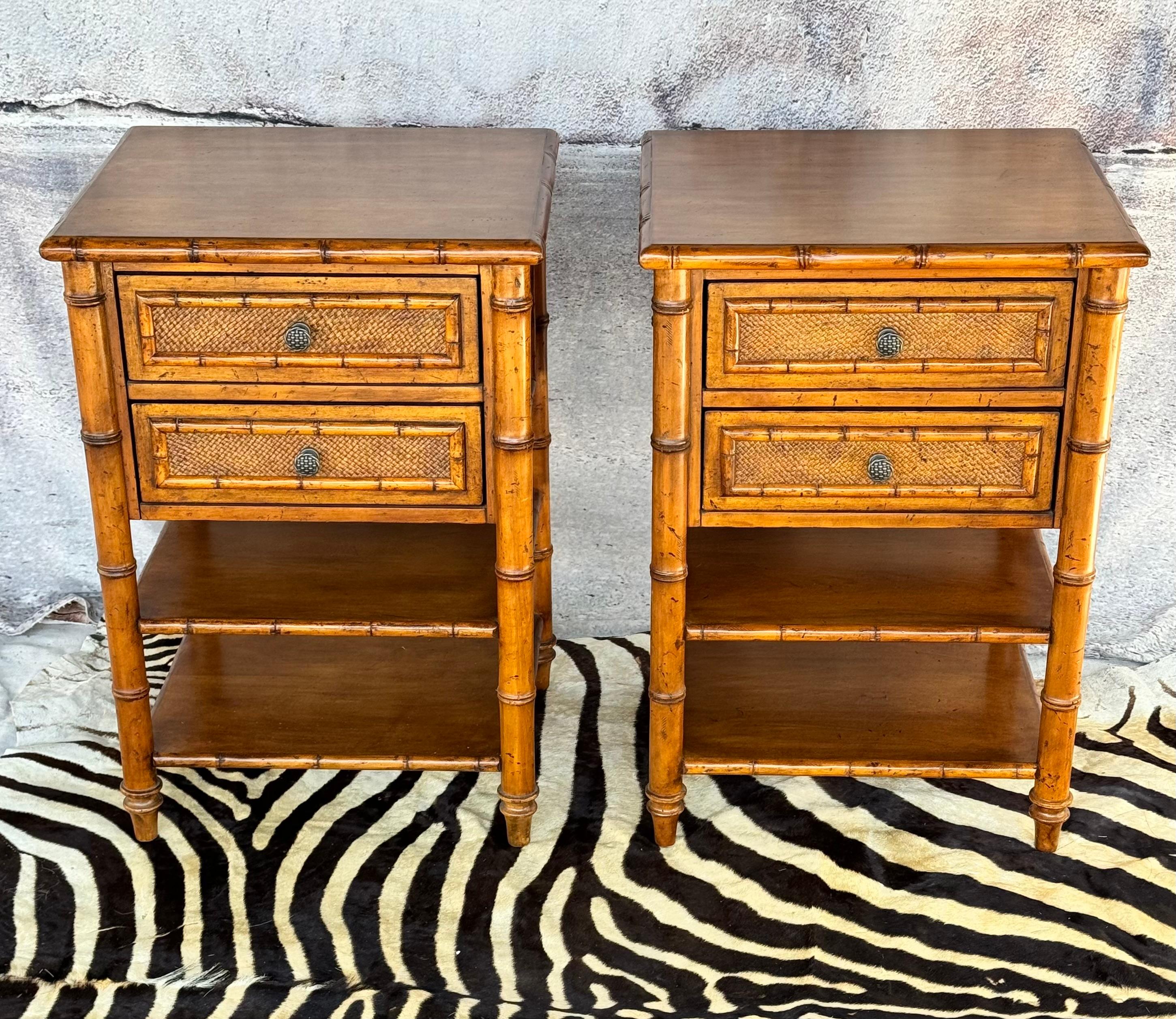 Pair of  Tommy Bahama Bamboo Nightstands 3