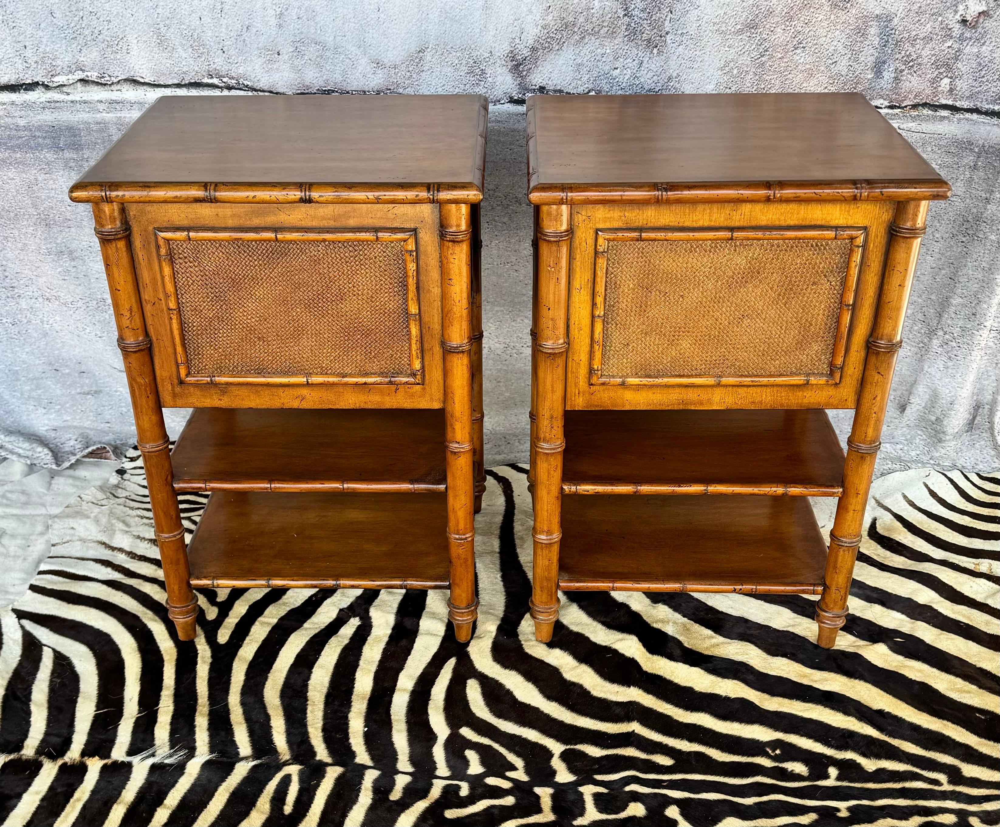 Pair of  Tommy Bahama Bamboo Nightstands In Good Condition In Bradenton, FL