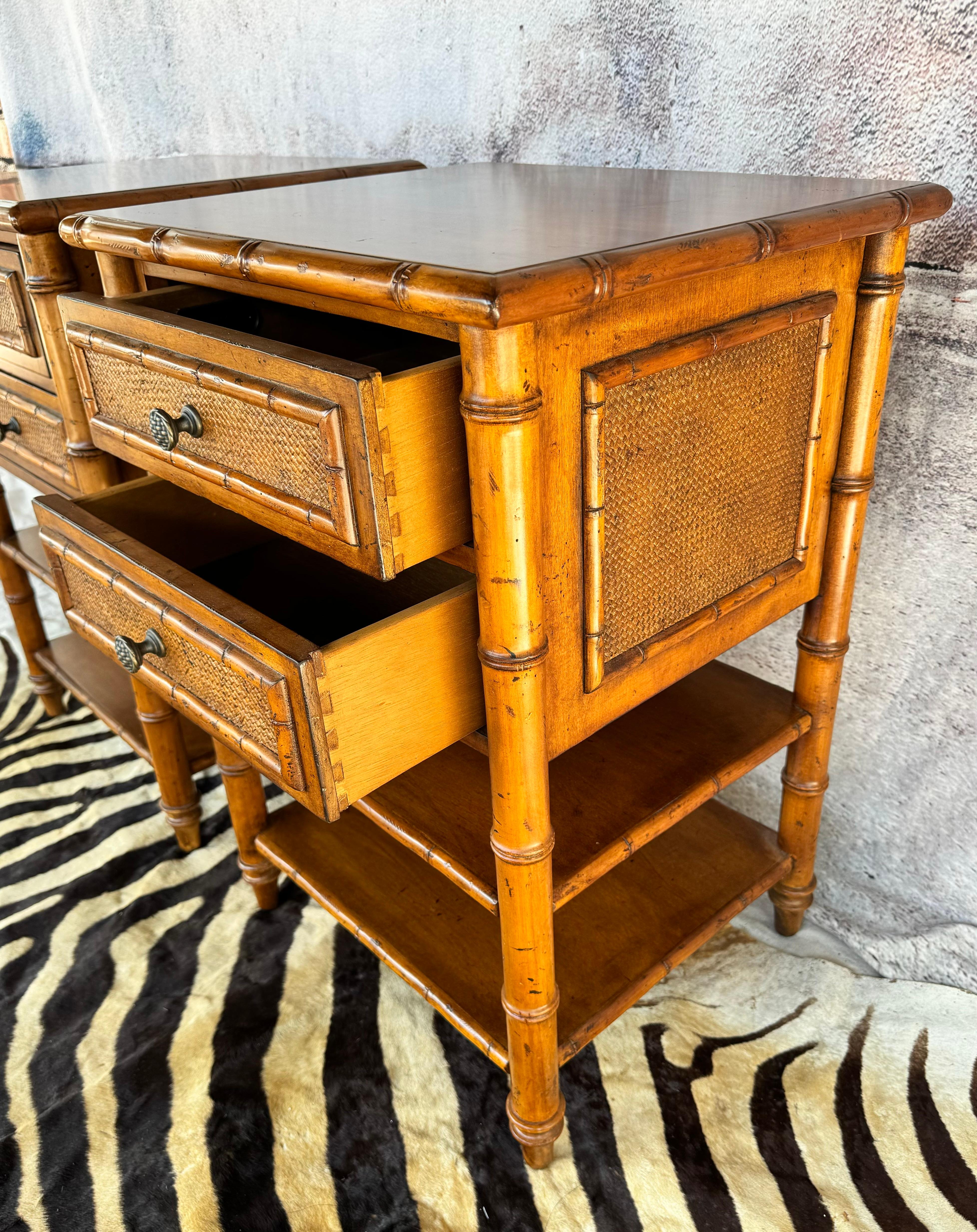 Faux Bamboo Pair of  Tommy Bahama Bamboo Nightstands