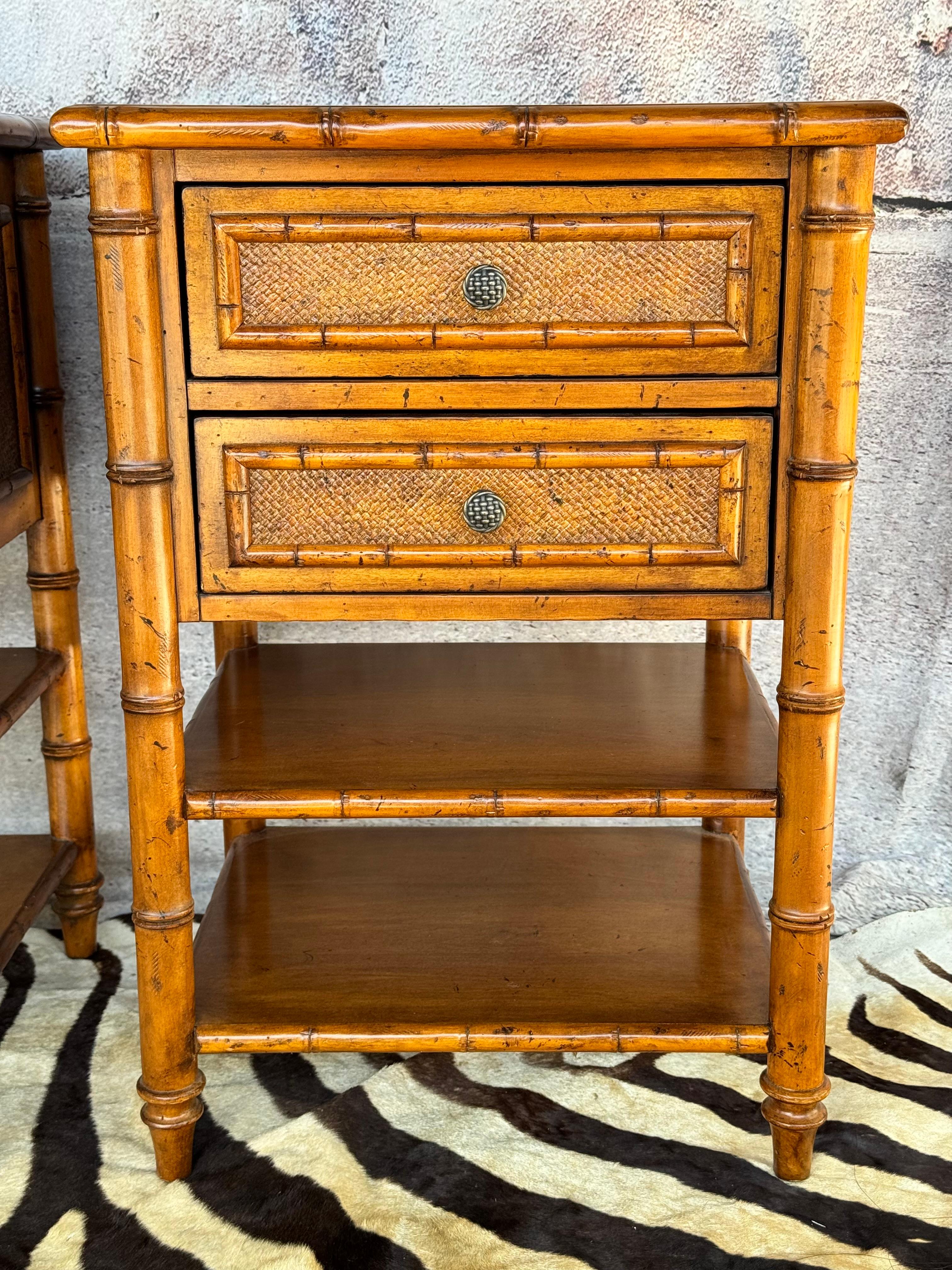 Pair of  Tommy Bahama Bamboo Nightstands 1