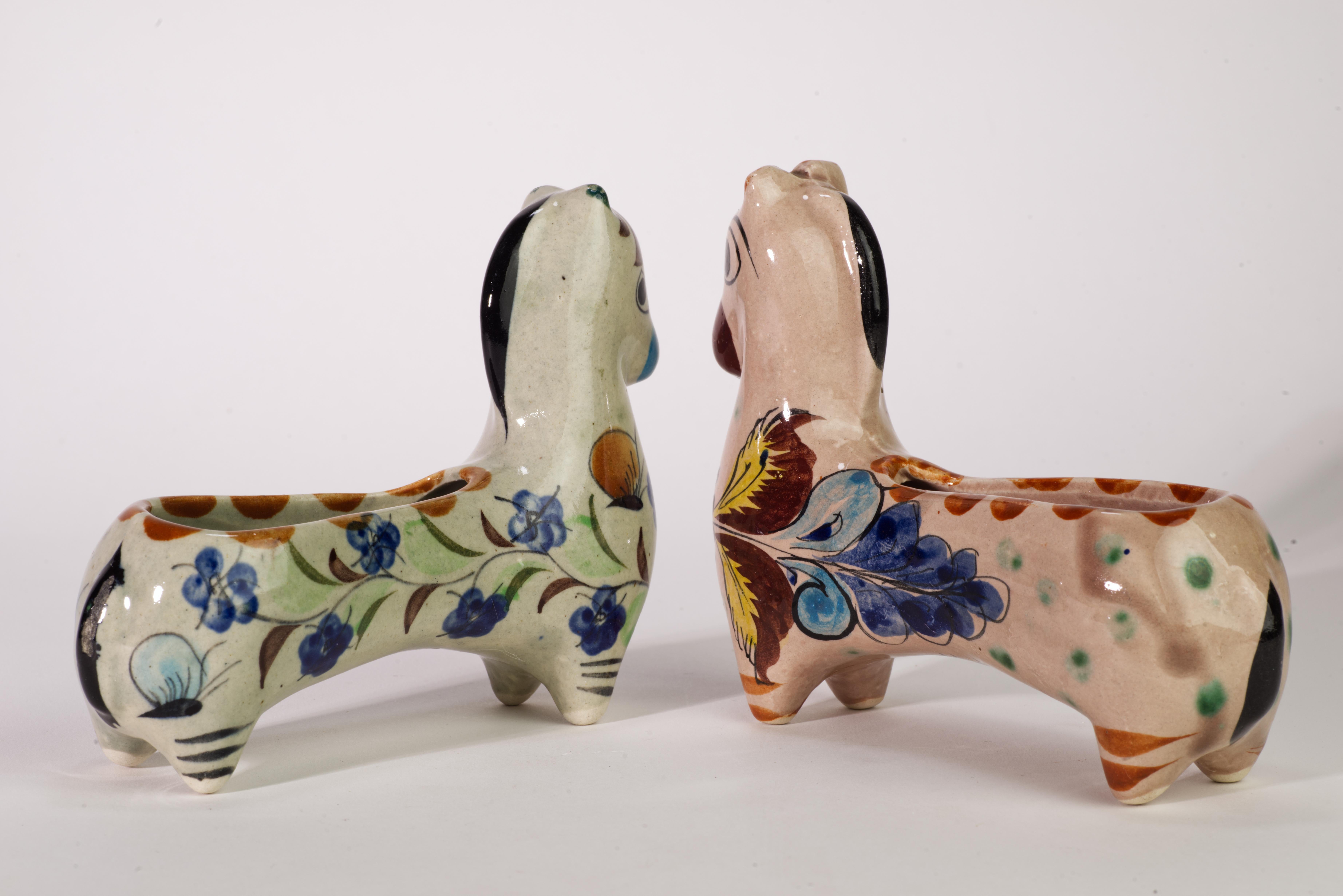 Modernistische Pferdfiguren, Pflanzgefäße oder Aschenbecher aus Tonala, Mexiko, Paar (Volkskunst) im Angebot