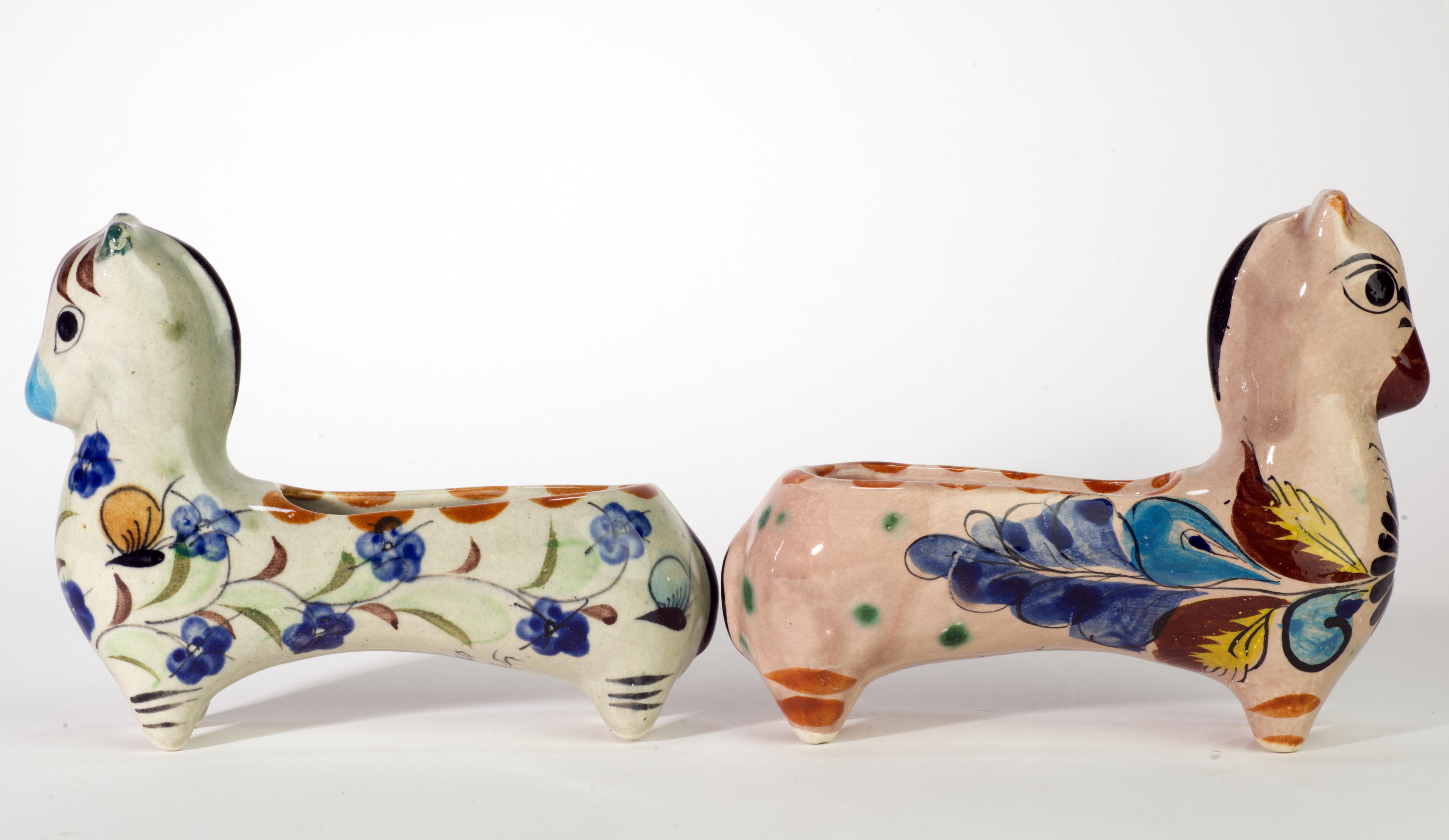 Modernistische Pferdfiguren, Pflanzgefäße oder Aschenbecher aus Tonala, Mexiko, Paar (Mexikanisch) im Angebot