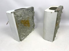 Pair of Toni Zuccheri Clear & Amber Glass Wall Sconces for Mazzega Murano.