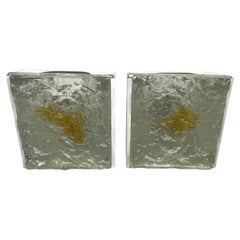 Pareja de apliques de cristal transparente y ámbar de Toni Zuccheri para Mazzega Murano.