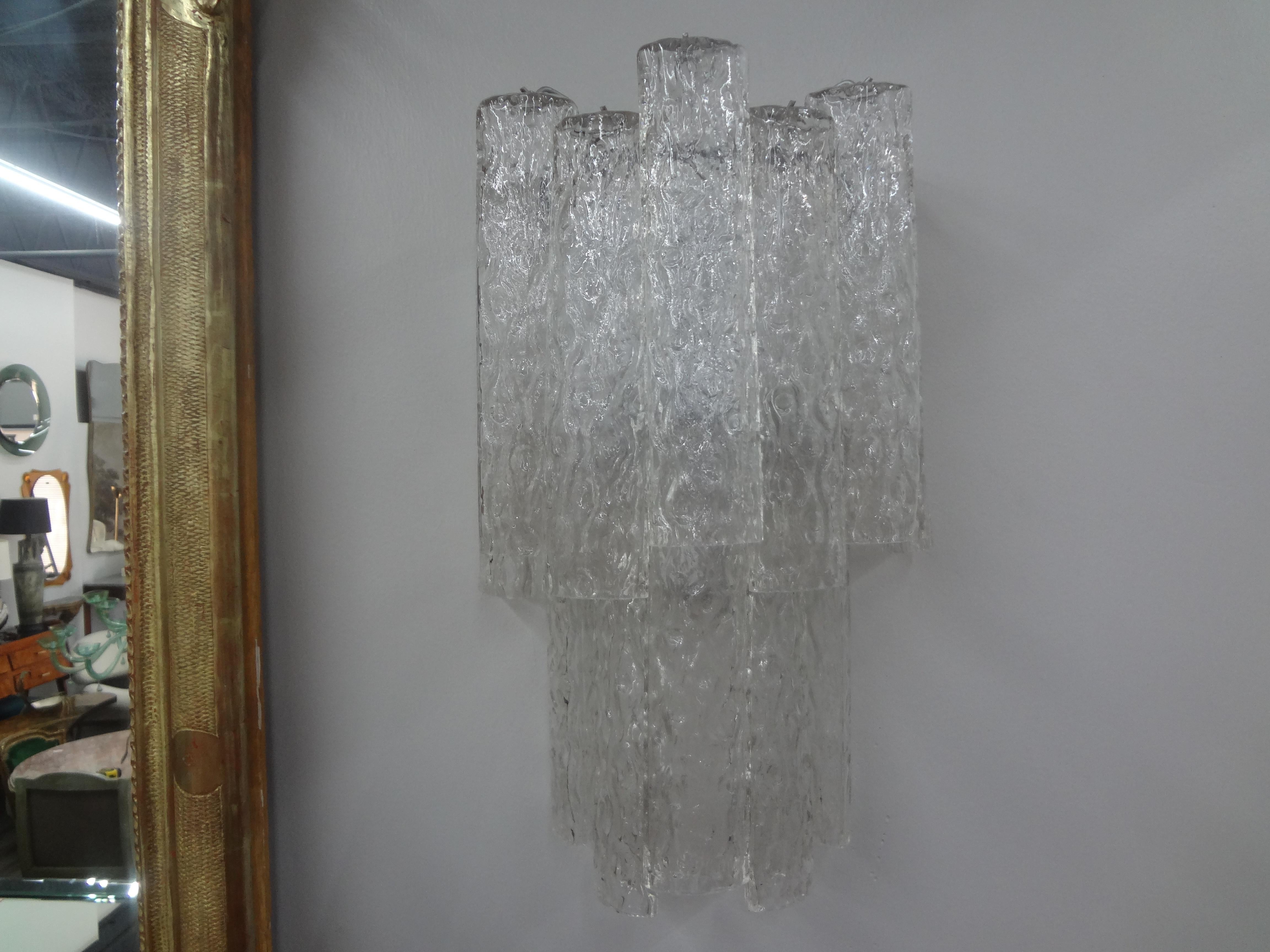 Blown Glass Pair of Toni Zuccheri for Venini Murano Glass Sconces For Sale