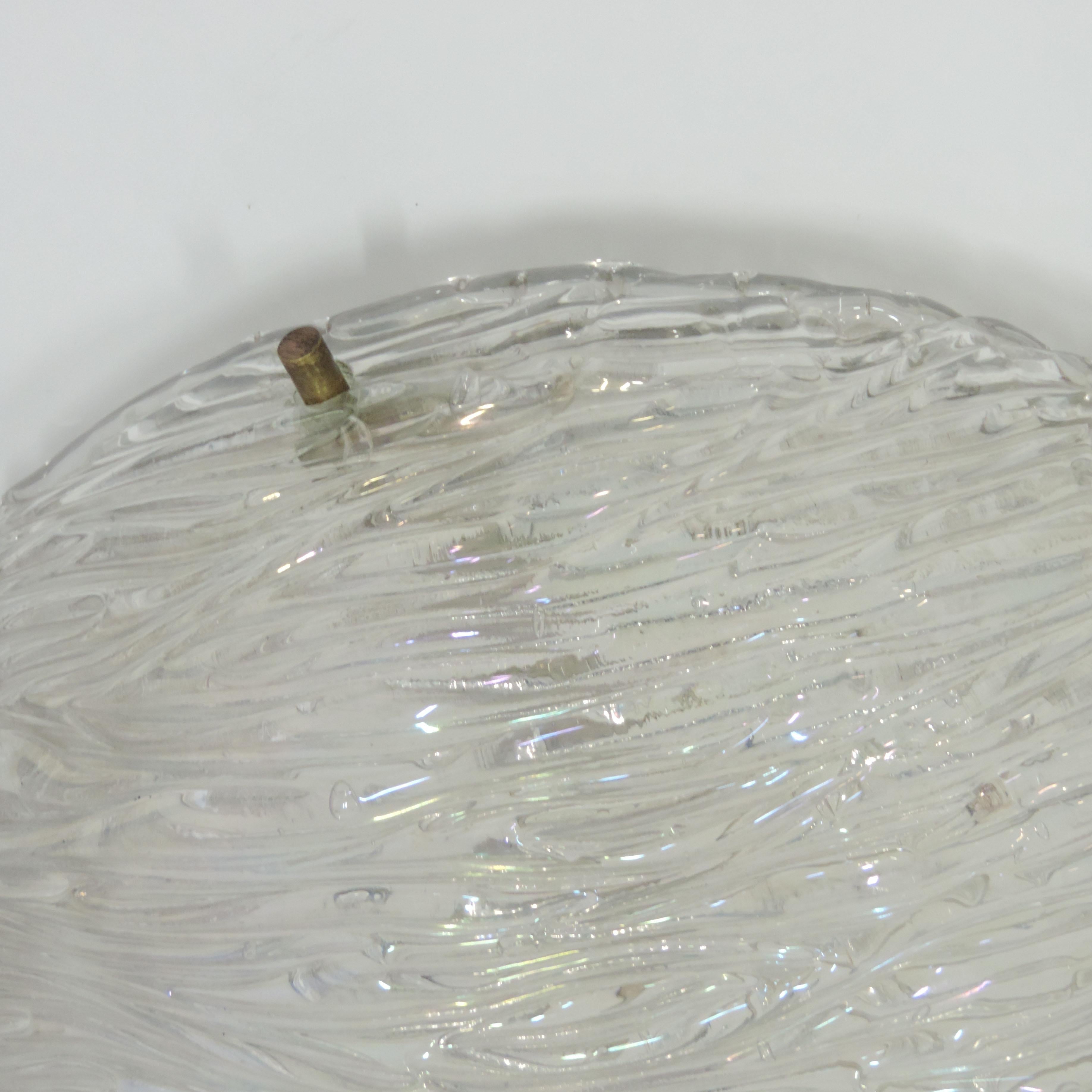 Italian Pair of Toni Zuccheri Murano Glass Flush Mounts for Venini, Italy 1970s For Sale