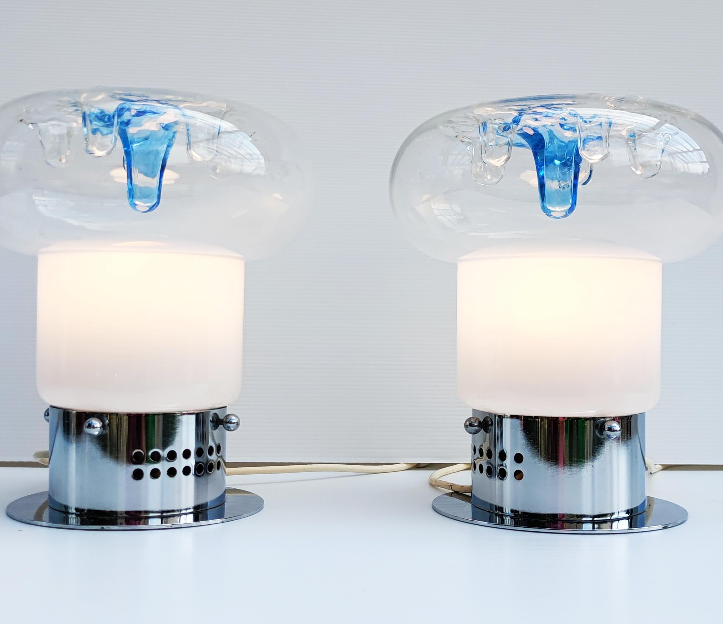 Italian Pair of Toni Zuccheri Murano Table Lamps, Italy 1970s For Sale