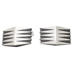 Pair of Tono de Taxco Peidra Negra Sterling Silver & Onyx Modernist Cufflinks