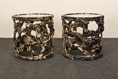 Pair of Tony Duquette Inspired “Taffy” Metallic Resin Side Tables, 1960s
