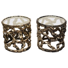 Pair of Tony Duquette Inspired “Taffy” Metallic Resin Side Tables, 1960s