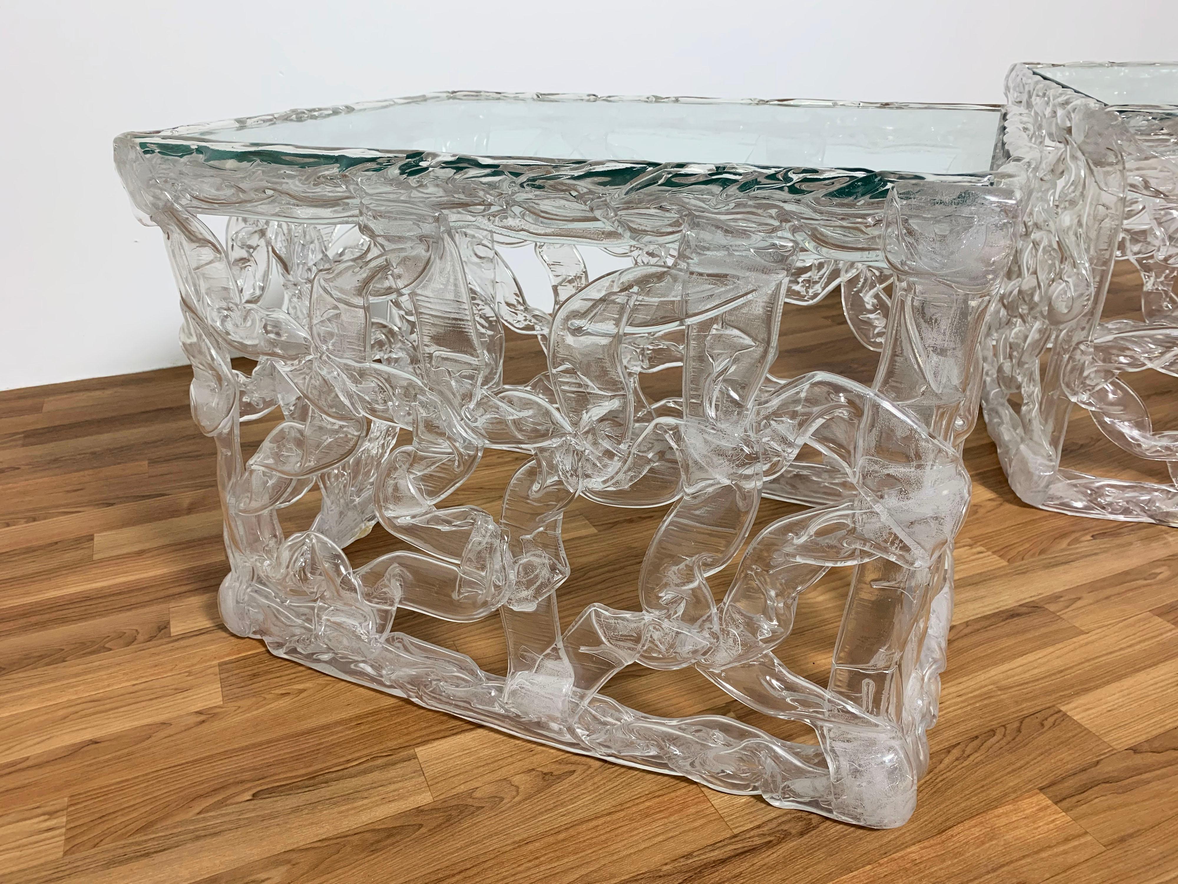 Glass Pair of Tony Duquette Style Clear Acrylic 