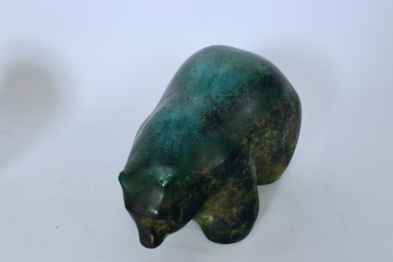 Pair of Tony Evans Raku Bear Sculptures For Sale 3