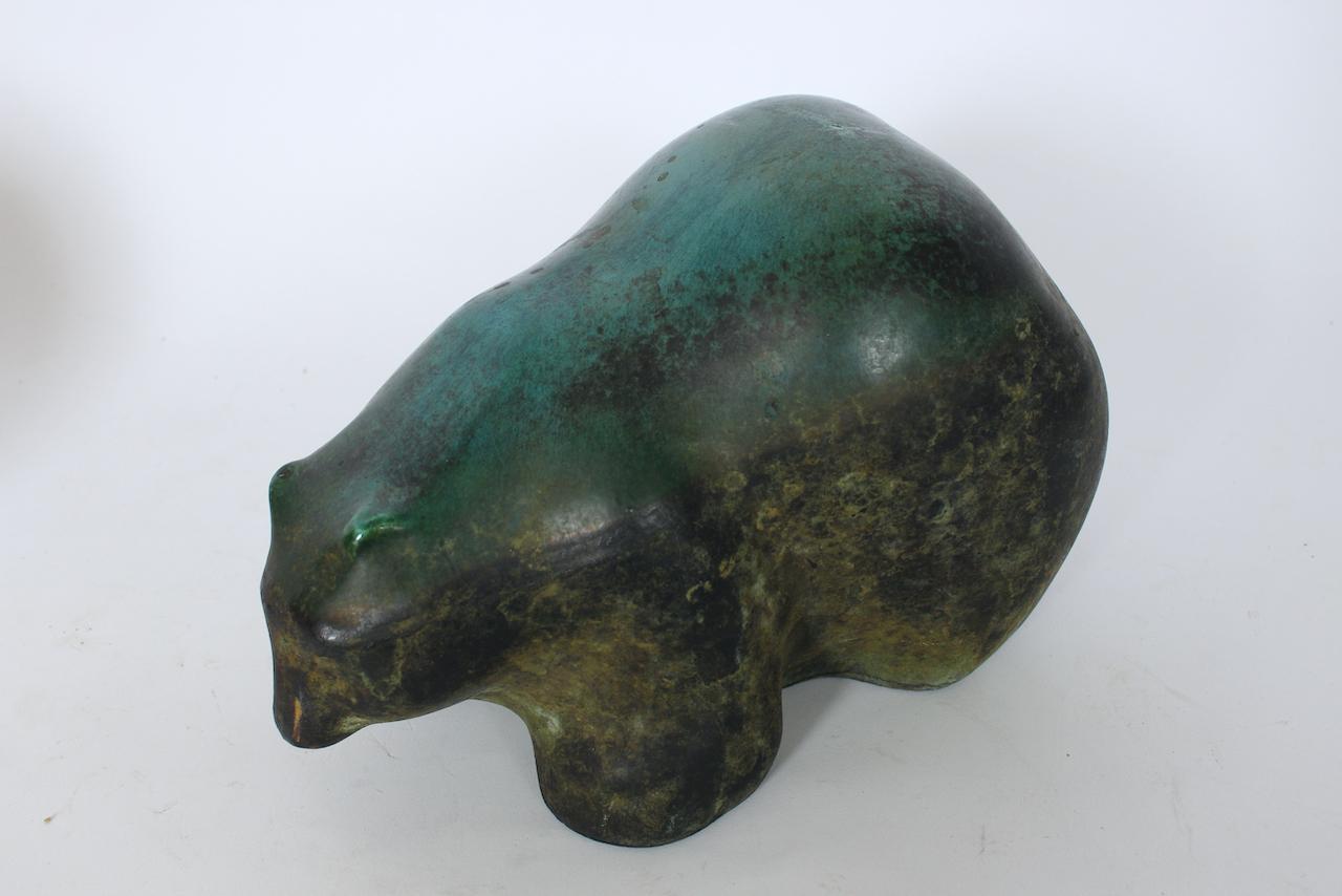 Pair of Tony Evans Raku Bear Sculptures For Sale 4