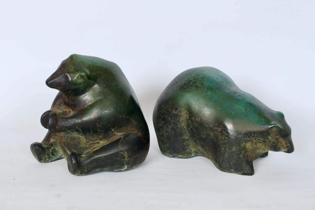 Modern Pair of Tony Evans Raku Bear Sculptures For Sale