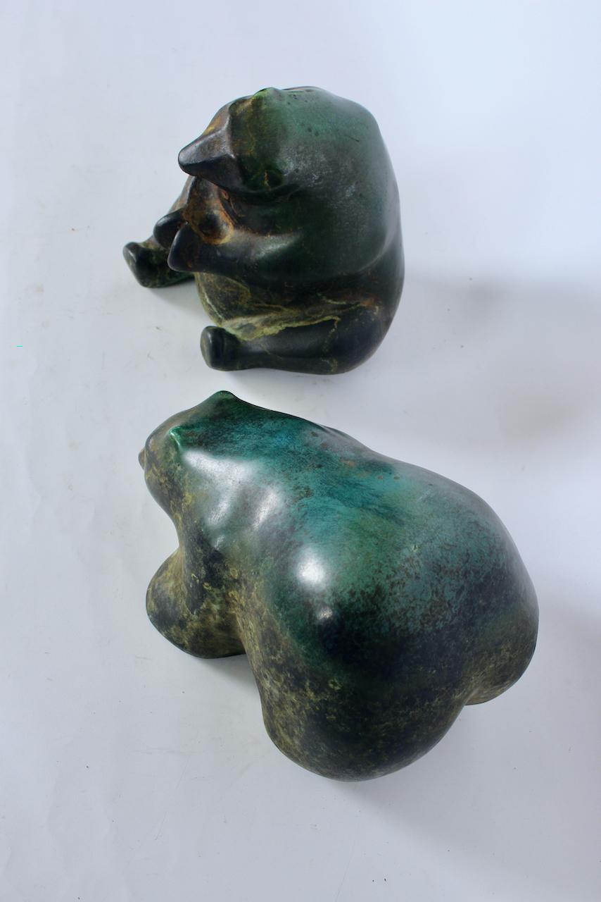 Pair of Tony Evans Raku Bear Sculptures For Sale 1