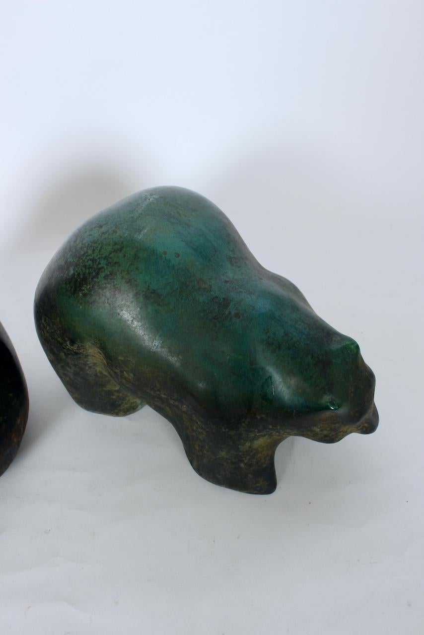 Pair of Tony Evans Raku Bear Sculptures For Sale 2