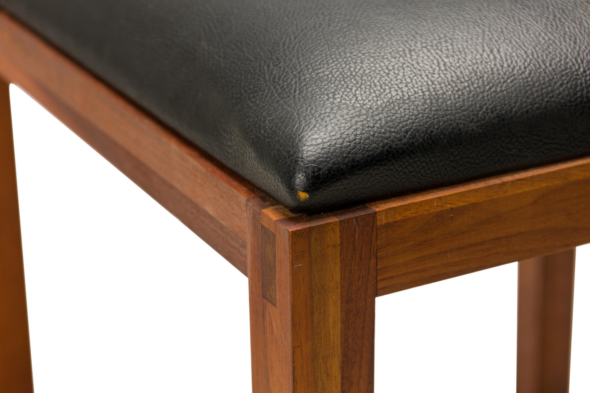 Upholstery Pair of Tony Paul Black Leather Upholstered Wooden Cube Stool with Slide Tray For Sale
