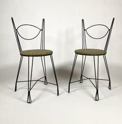 Pair of Tony Paul Cafe Chairs in Black Lacquered Wire MoMA "Good Design"