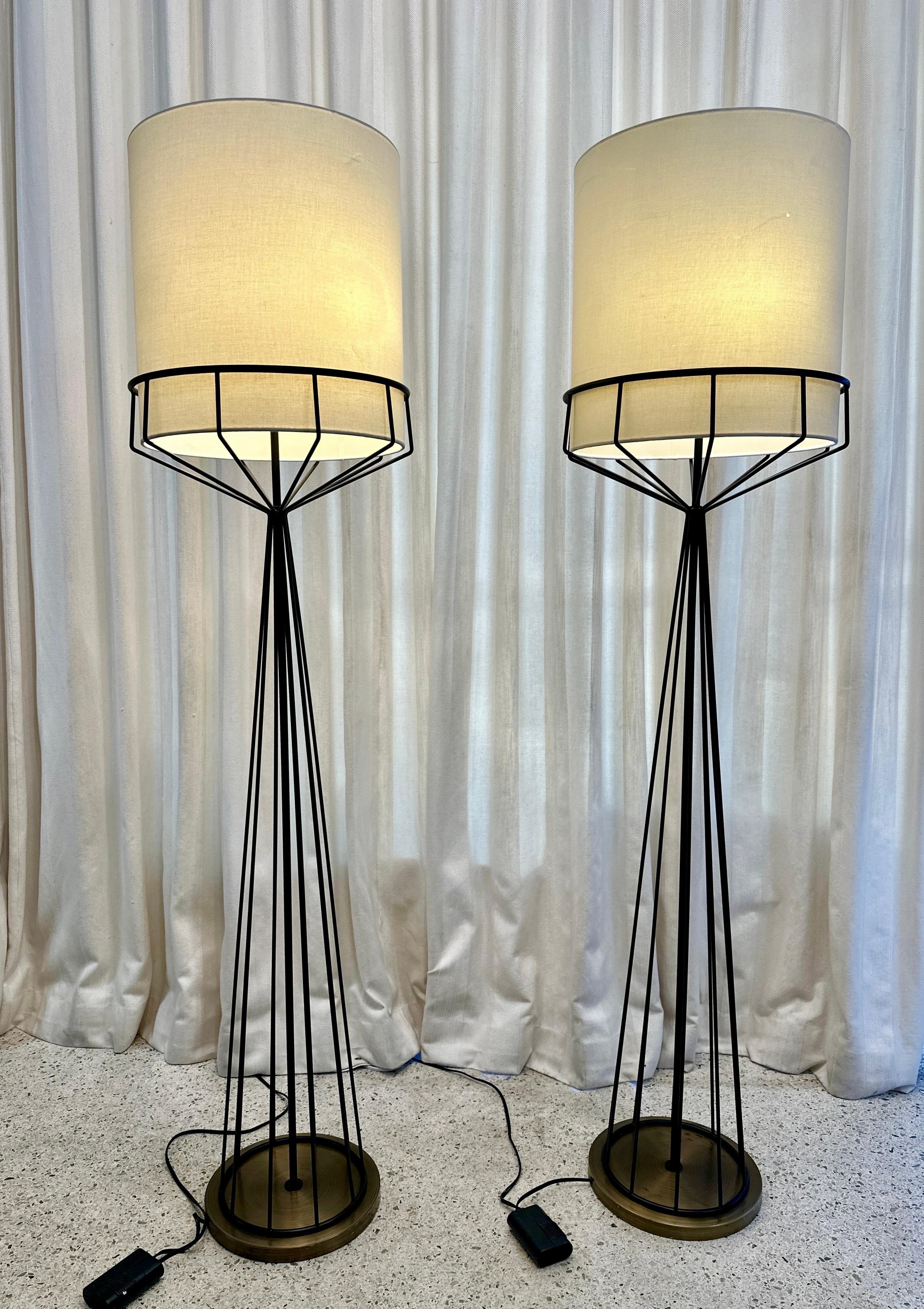 20th Century Pair of Tony Paul Designed Metal Floor Lamps, 1990's For Sale