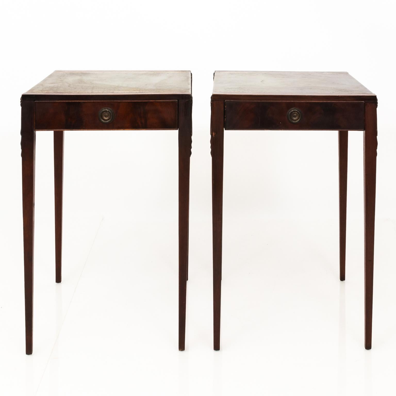 Pair of Tooled Leather Side Tables 7
