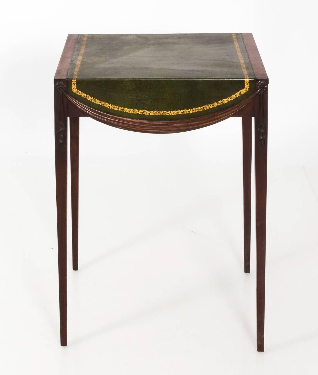 Federal Pair of Tooled Leather Side Tables