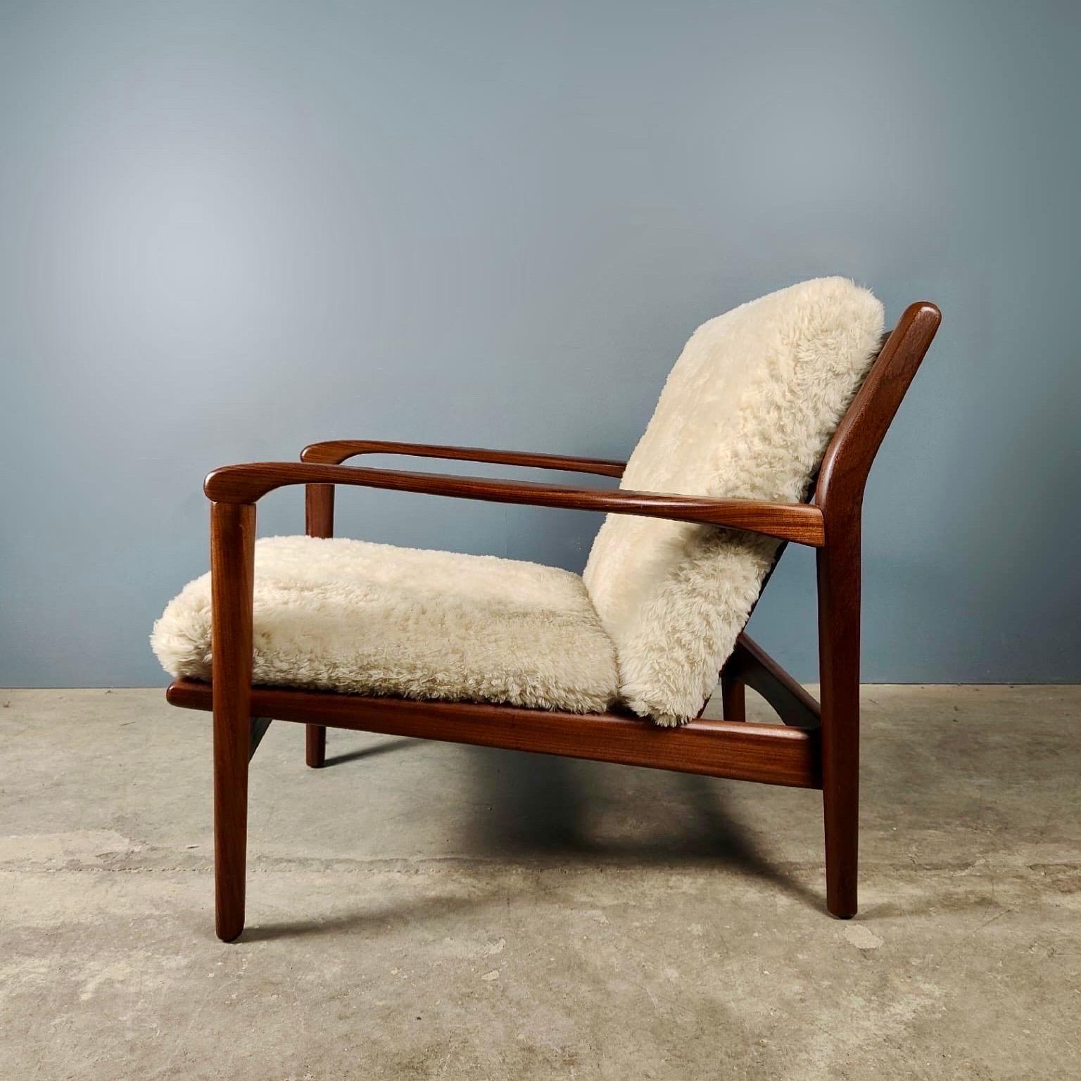 British Pair Of Toothill Mid Century Lounge Chairs Original Lambs Wool Upholstery