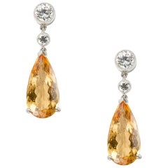 Pair of Topaz and Diamond Drop Earrings