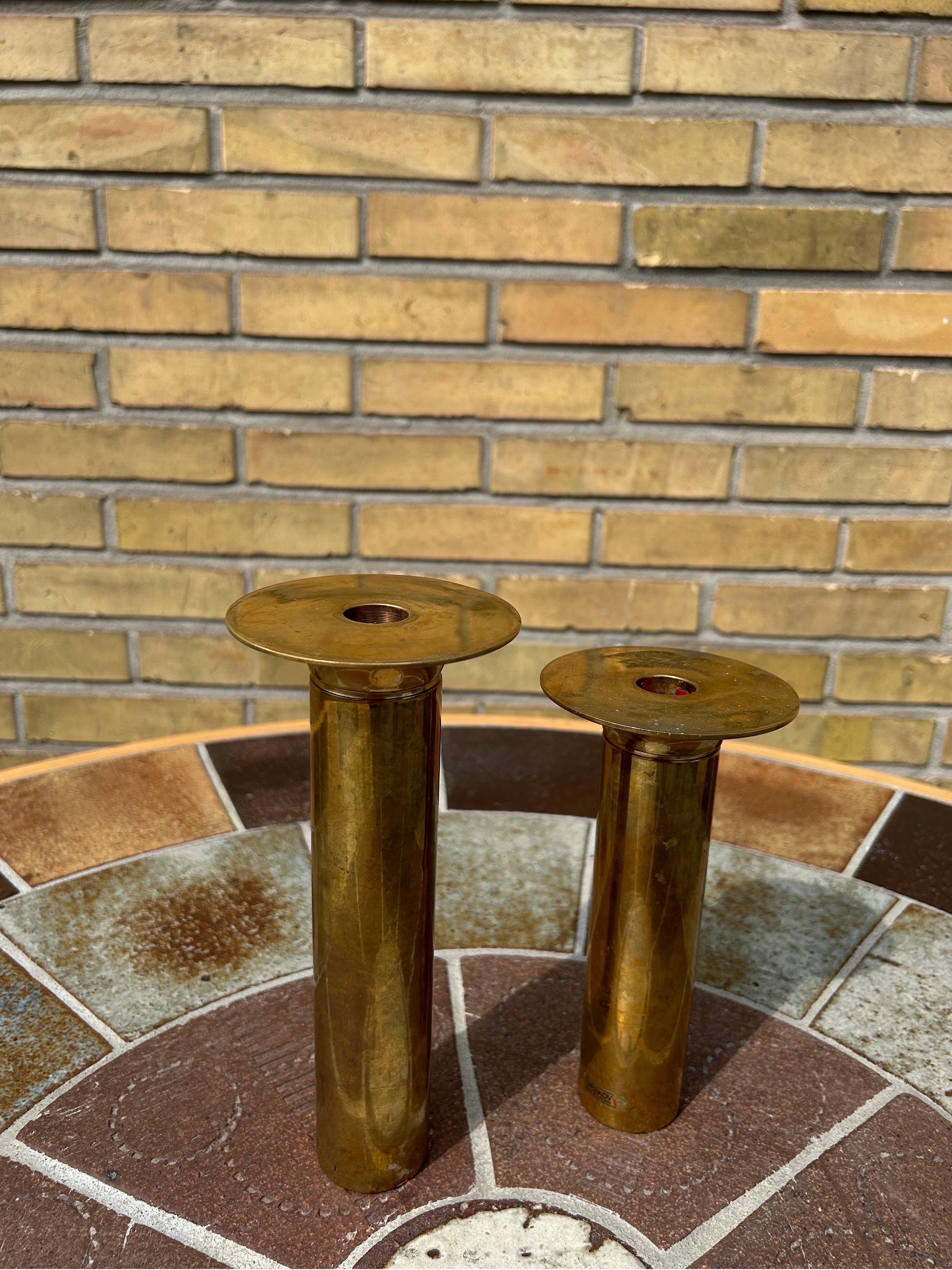 Rare and uncommon Pair of Torben Ørskov candle holders in patinaed brass, the candle holders are designed by danish designer and manufacturer Torben Ørskov In solid brass.

The candle holders are in good condition with a beautiful patina which has
